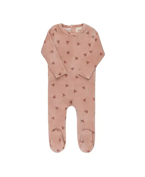 Детский слитный комбинезон с принтом Unisex velour leaf pattern collection footie - baby Ely'S & Co., розовый