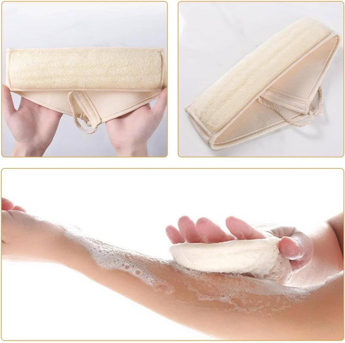 Люфа для душа и ванны PLAFOPE, 2 шт, 14.5x10x0.7 см, Beige — фото 3