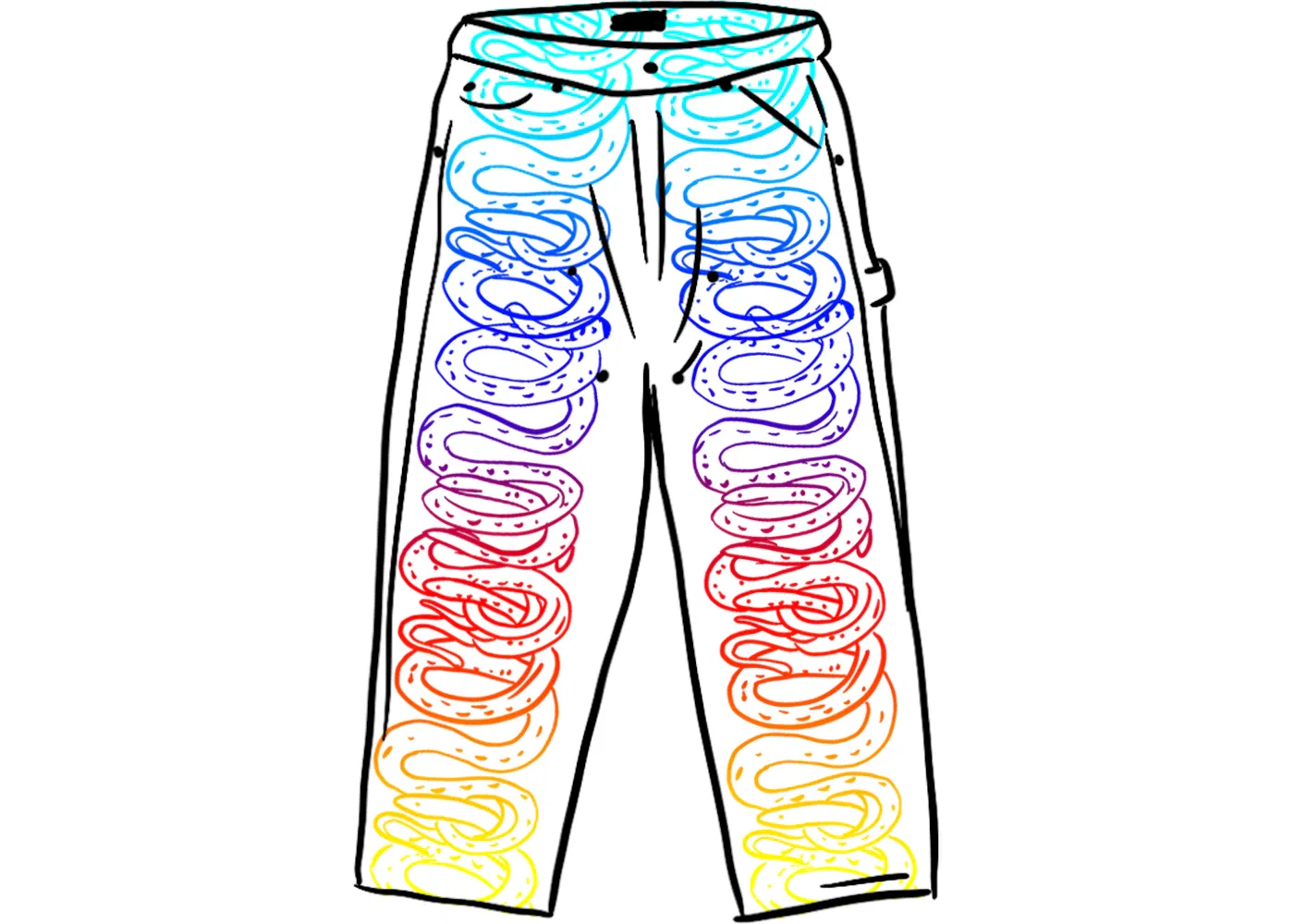 Мужские брюки из денима с двойным коленом Snake Double Knee Denim Painter Pant Supreme, White