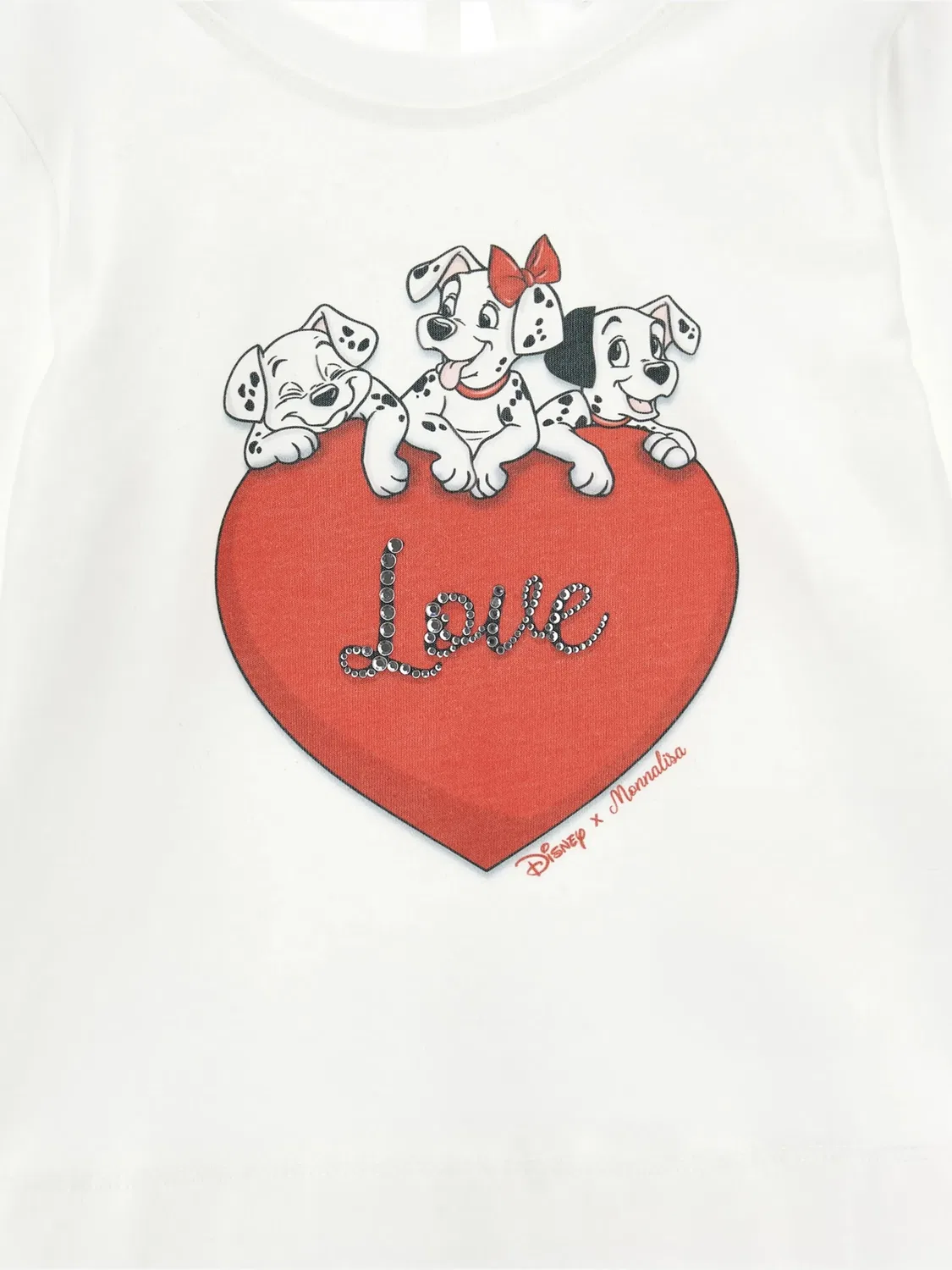 Футболка Hearts and Dalmatian с длинными рукавами из коллаборации с Disney Monnalisa, белый — фото 3