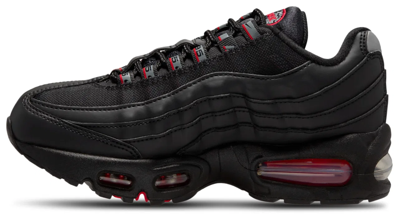 Кроссовки для мальчиков Air Max 95 BB Leather Nike, черный/красный — фото 2