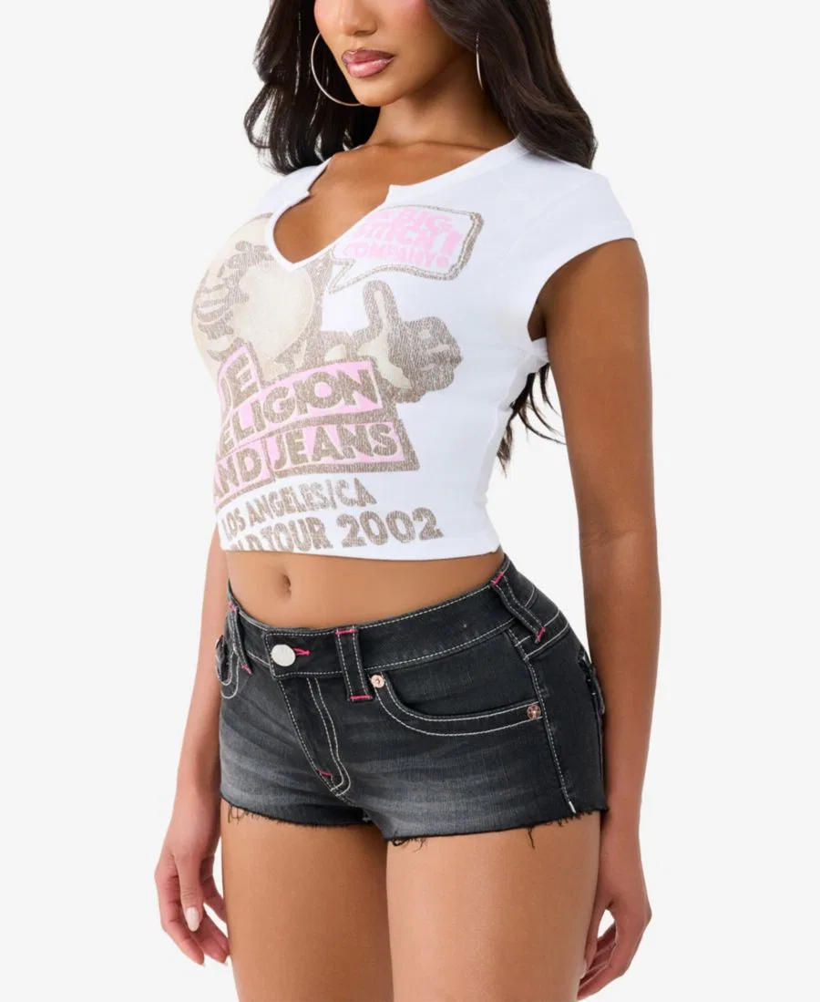 Футболка с вырезом и принтом Buddha True Religion, Optic White — фото 2