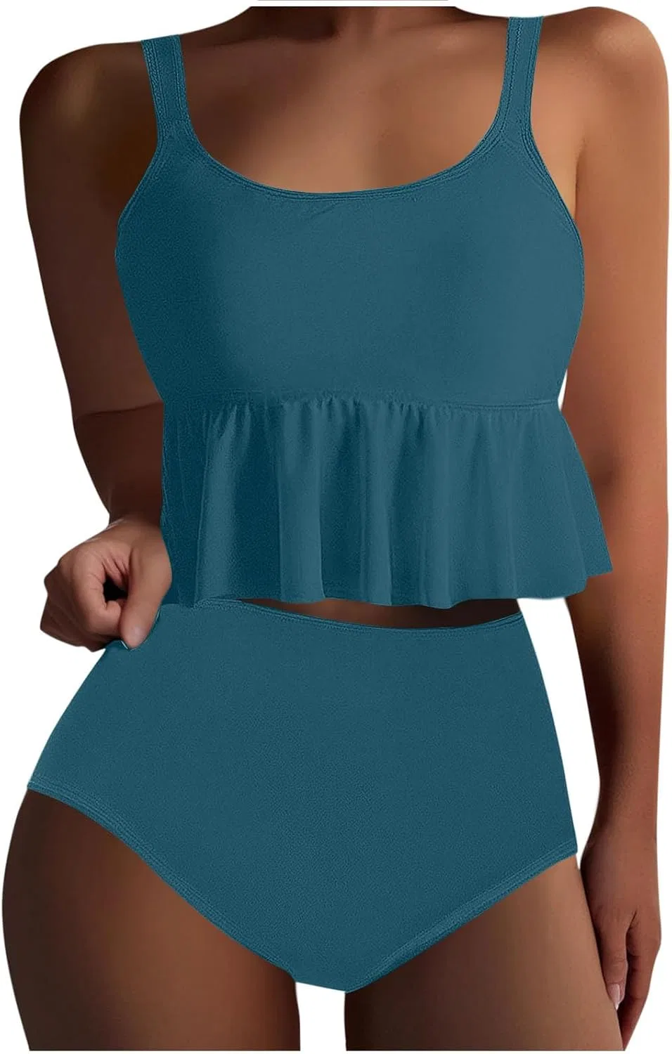 Женский бикини-комплект с рюшами High Waisted, Navy