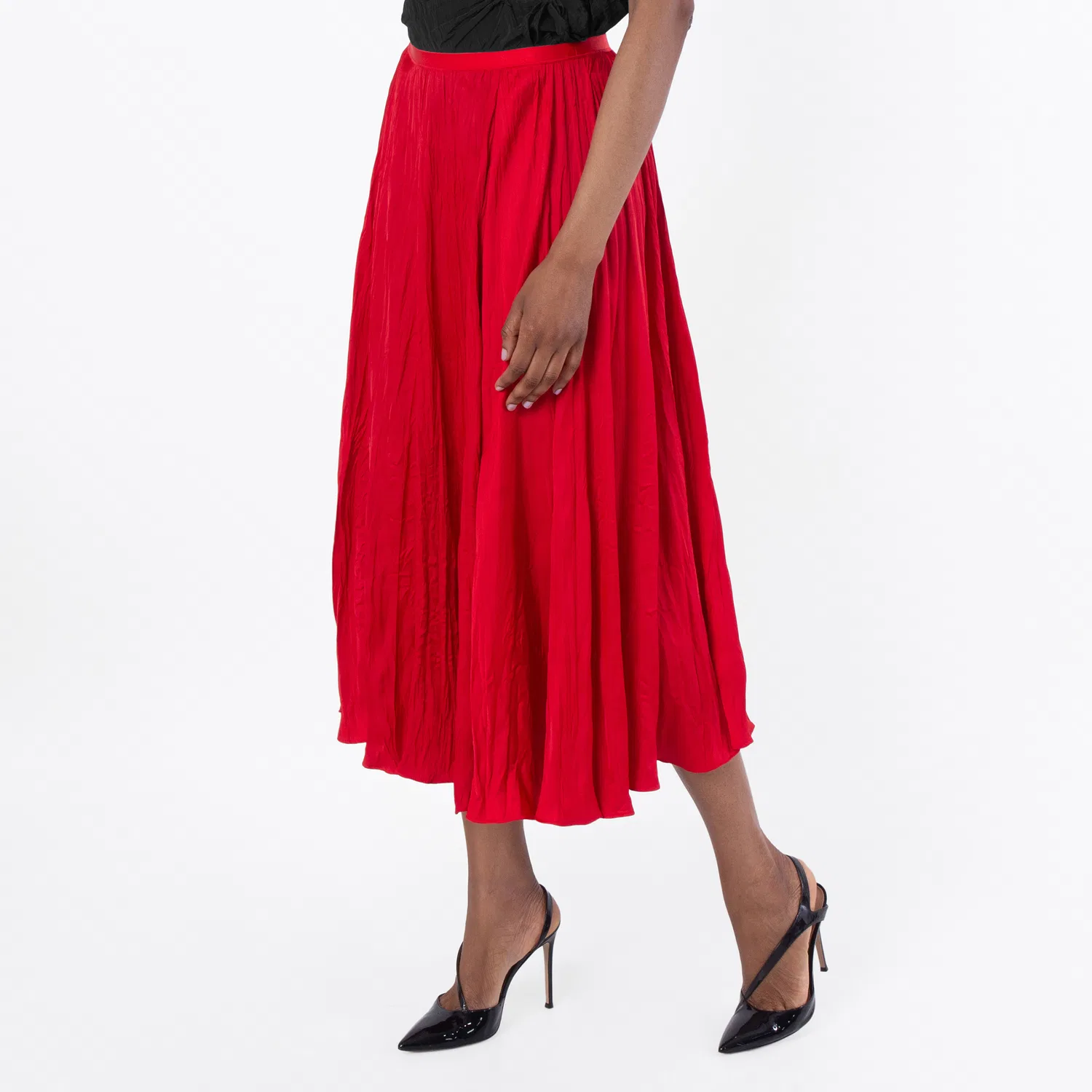 Юбка-миди А-силуэта Crinkled A-Line Midi Skirt Polo Ralph Lauren, Cruise Red — фото 2