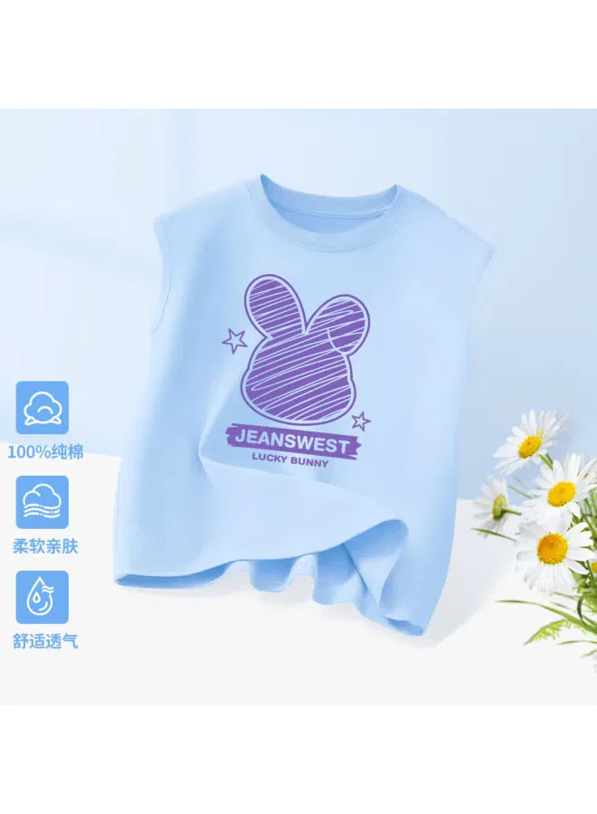 Топ без рукавов хлопковый для девочки Jeanswest, синий — фото 2