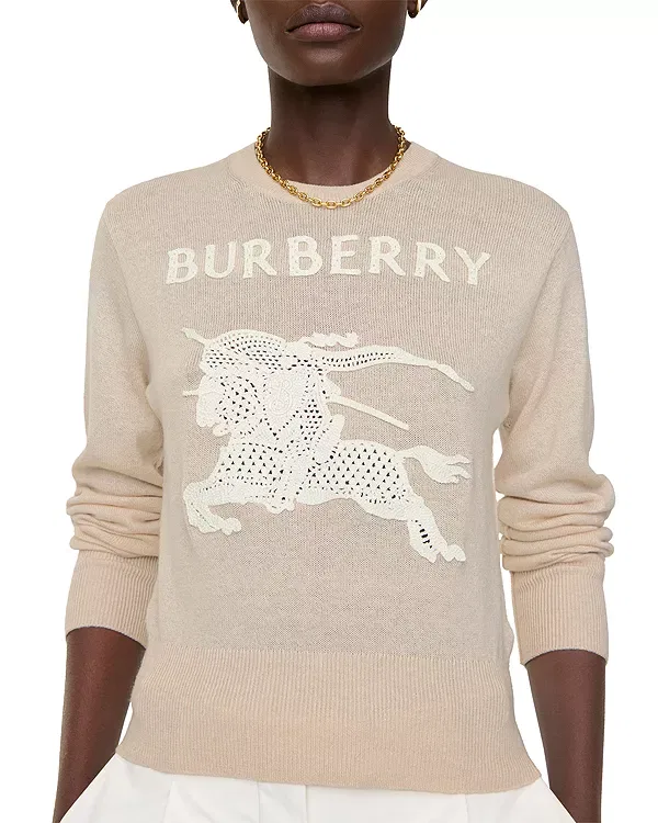 Женский свитер с вышивкой Equestrian Knight Design Burberry, Easel Beige