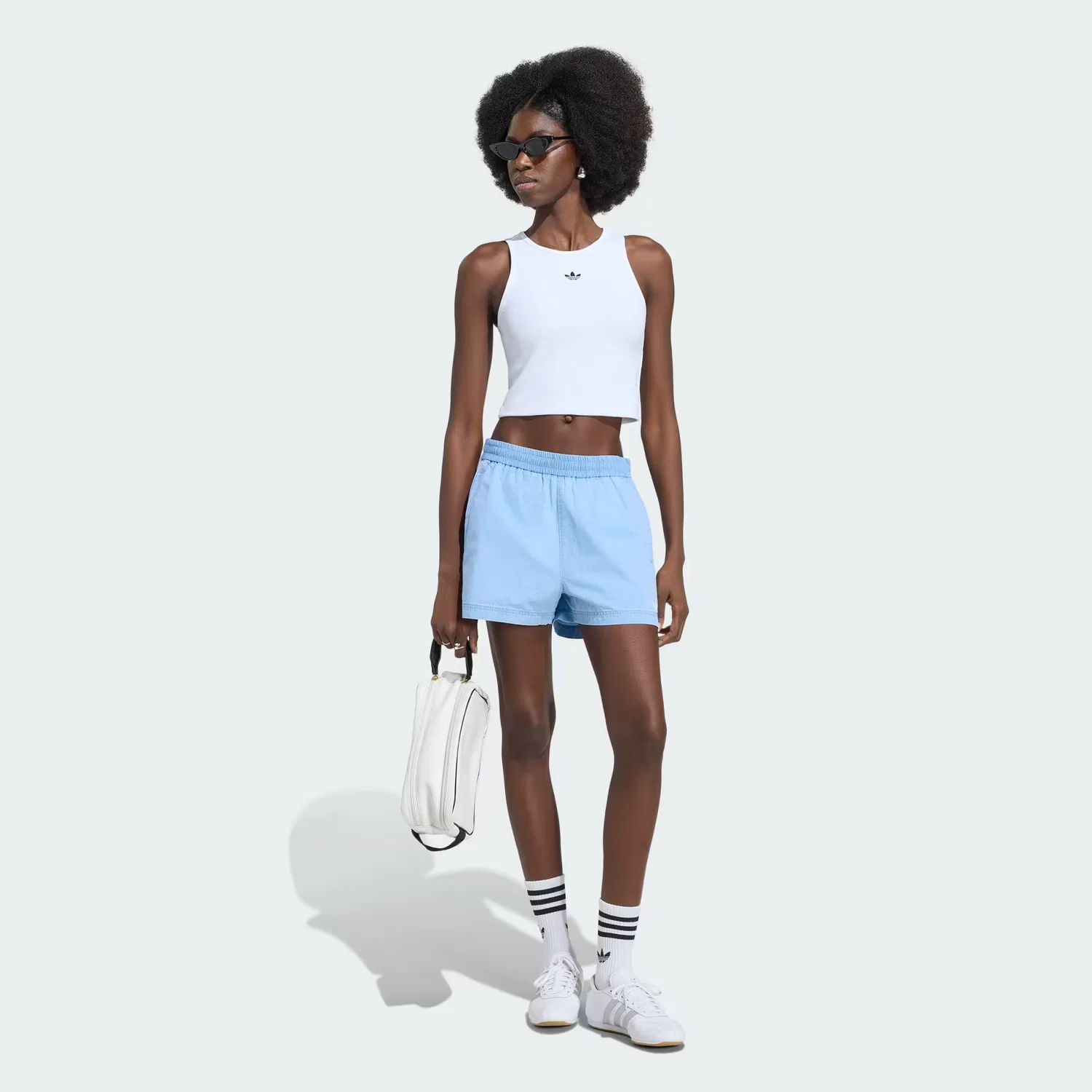 Женские джинсовые шорты с эластичным поясом Summer Glow Adidas Originals, светлый деним — фото 3