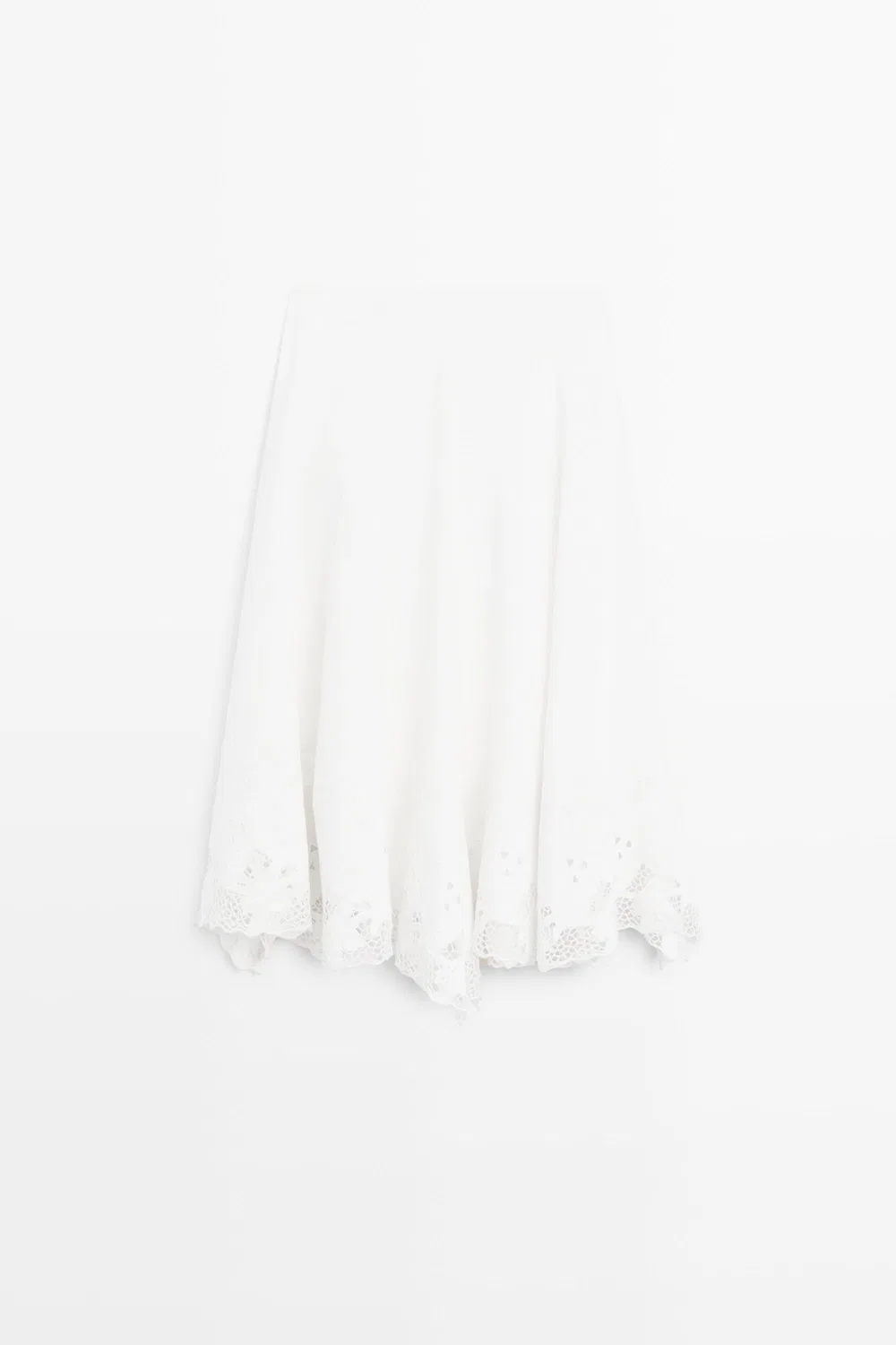 Юбка-миди Massimo Dutti Flared With Embroidery, белый — фото 2