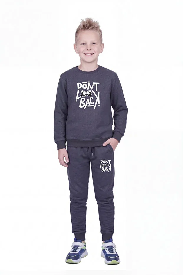 Детский спортивный комплект для мальчиков с принтом Fyk Kids, Smoke Grey — фото 2