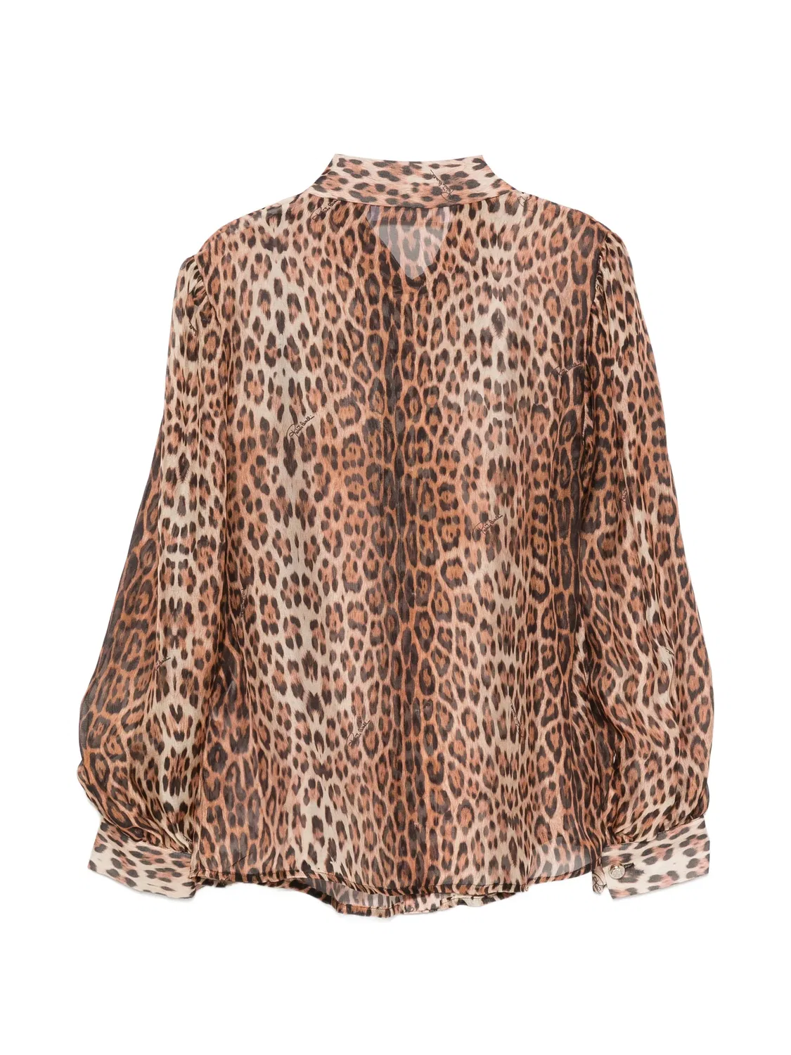 Блузка с бантом и леопардовым принтом Roberto Cavalli Junior, коричневый — фото 2