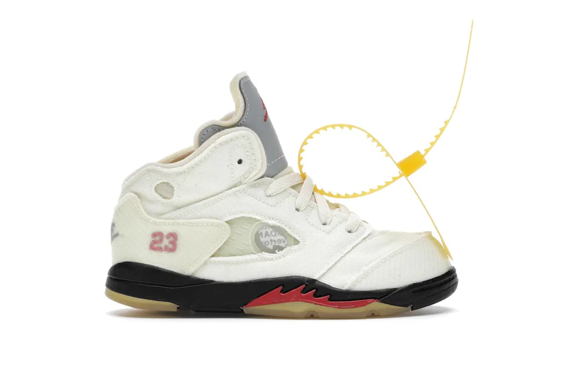 Детские кроссовки Lifestyle с принтом Jordan 5 Retro, Sail/Fire Red-Muslin-Black