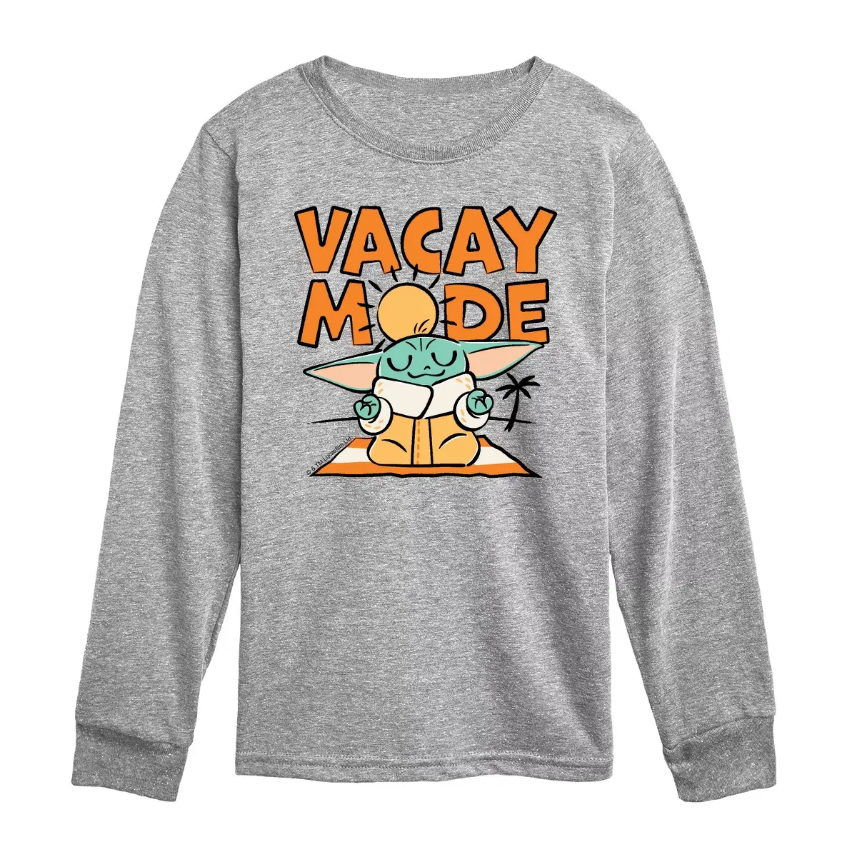 Детское футболка с длинным рукавом для мальчиков Vacay Mode Grogu Star Wars, Athletic Heather