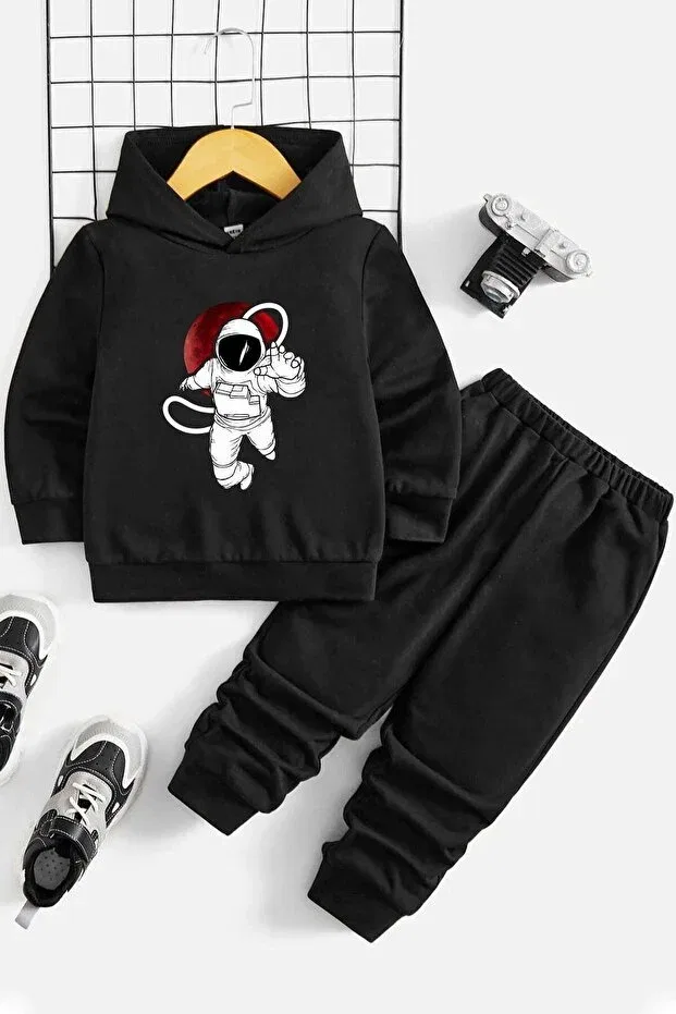 Детский спортивный комплект для мальчиков с принтом Nasa kids tracksuit set Pawwy, Black