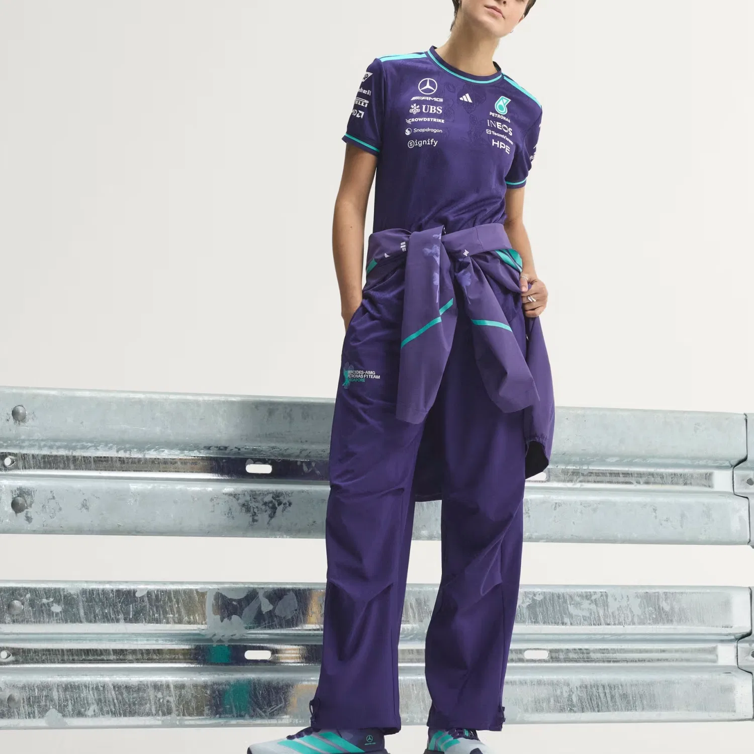 Женская футболка с принтом Mercedes AMG Racing Adidas, Dark Purple — фото 3
