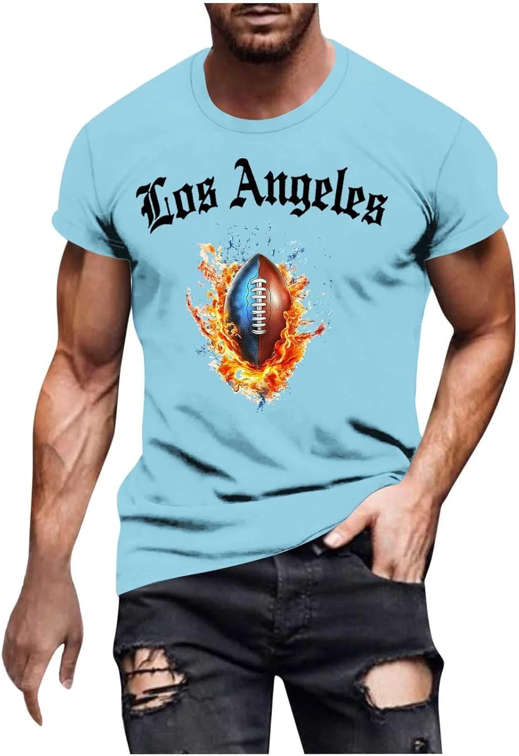 Мужская спортивная футболка с принтом Angeles Football Team, Light Blue