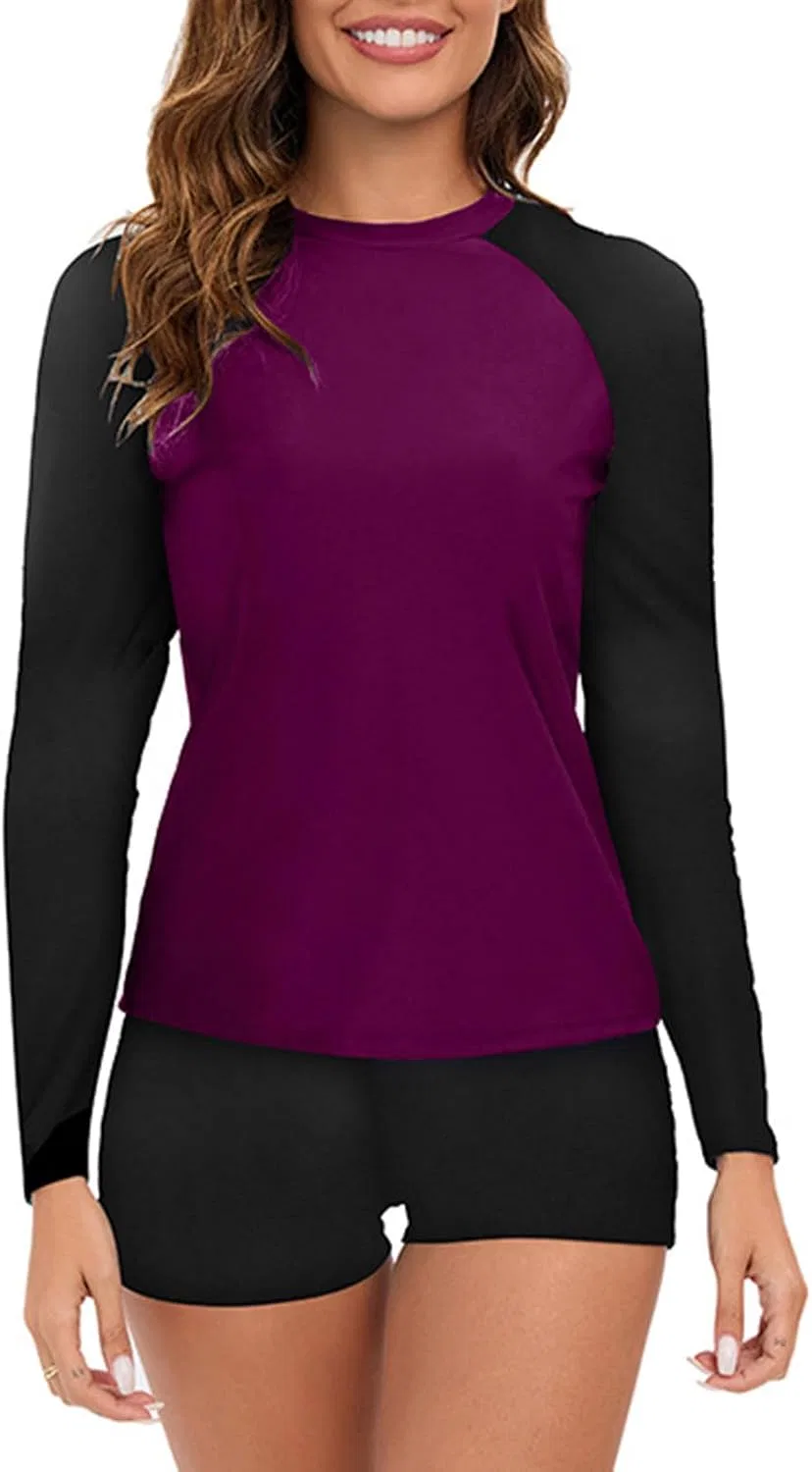 Женский рашгард с длинным рукавом UV UPF 50+, Purple