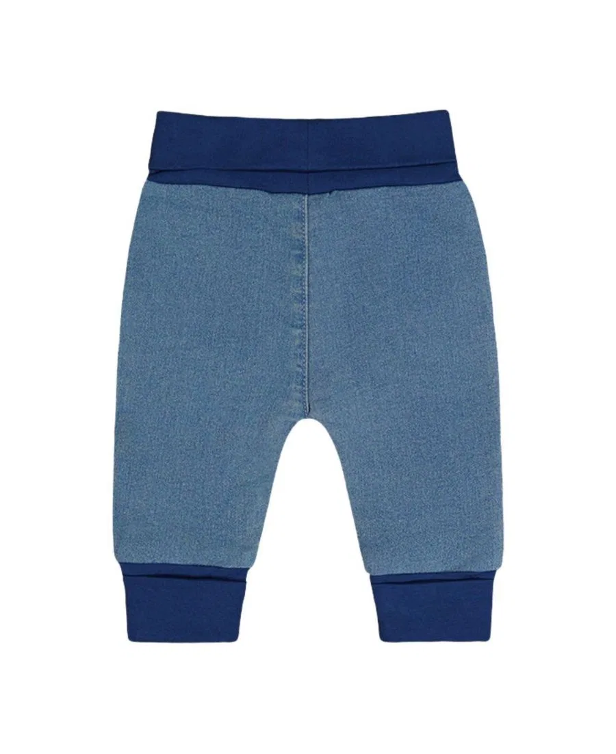 Детские джинсовые брюки из французского футера с отворотом, модель Evolutive Deux par Deux, Light Blue Denim — фото 3
