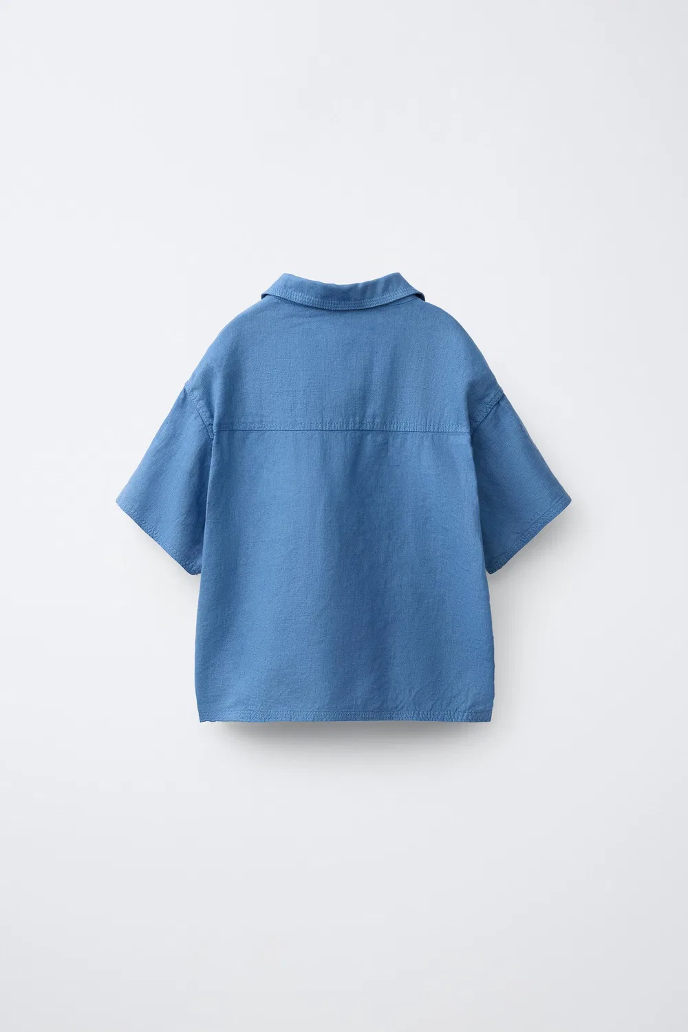 Поло из 100% льна ZARA, Ecru/Blue — фото 2