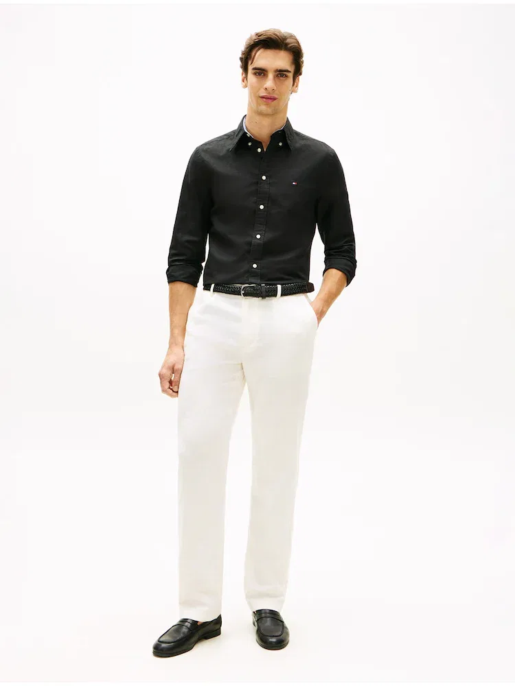 Рубашка свободного кроя из смесового льна, Regula fit TOMMY HILFIGER, Black — фото 2