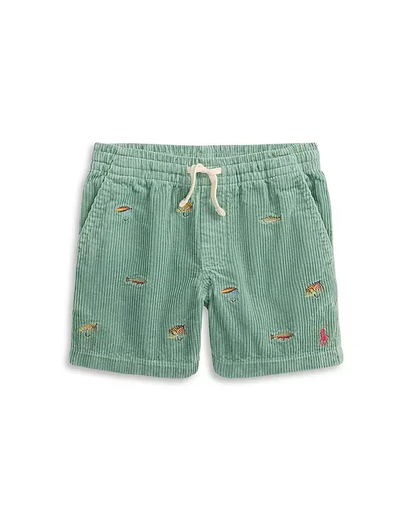 Детские шорты для мальчиков из вельвета с вышивкой Polo Ralph Lauren, Faded Mint