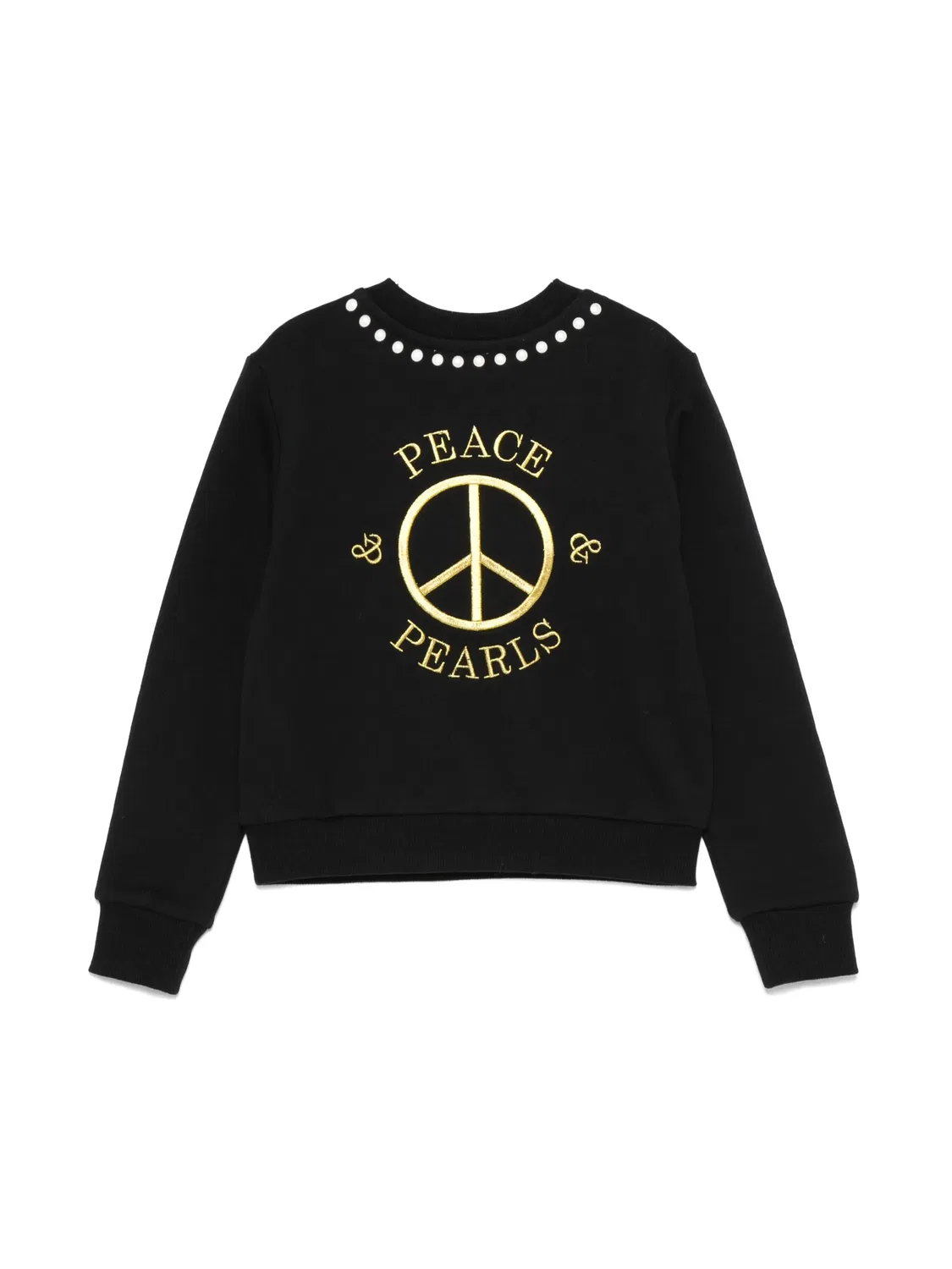 Свитшот с миром и жемчужинами Moschino, черный — фото 2