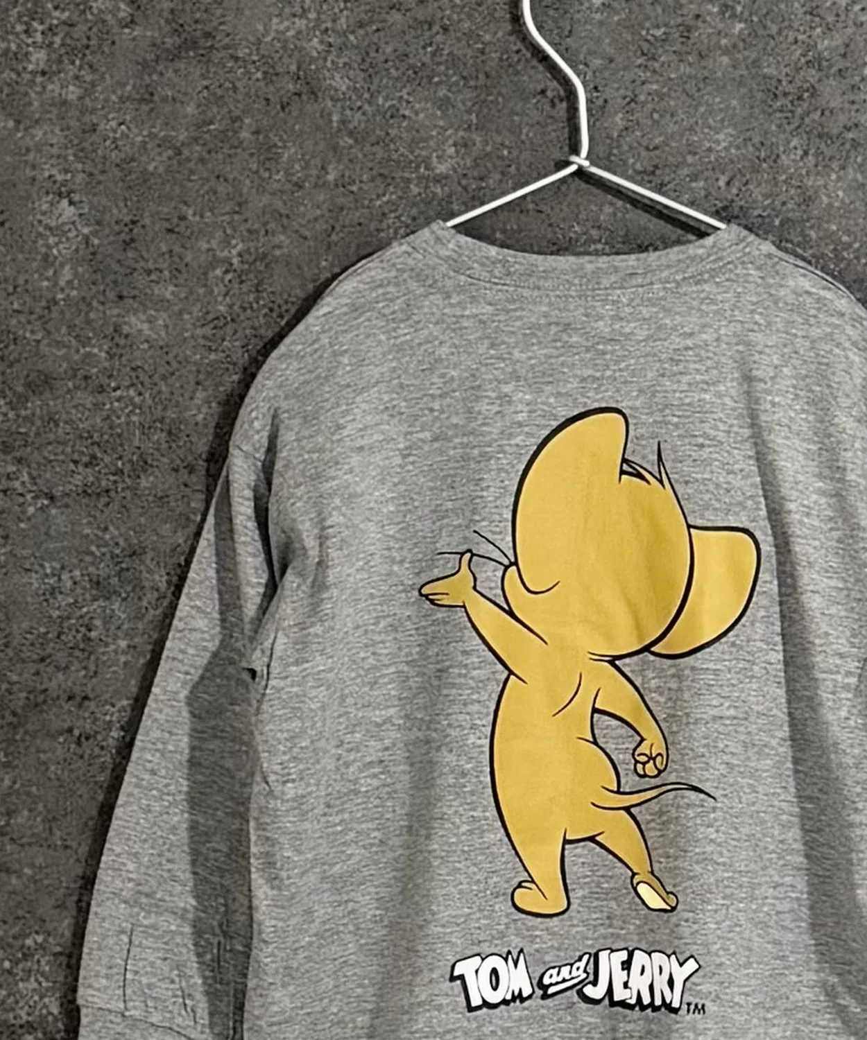 Детский лонгслив оверсайз с принтом Tom and Jerry TOM&JERRY, Heather Gray