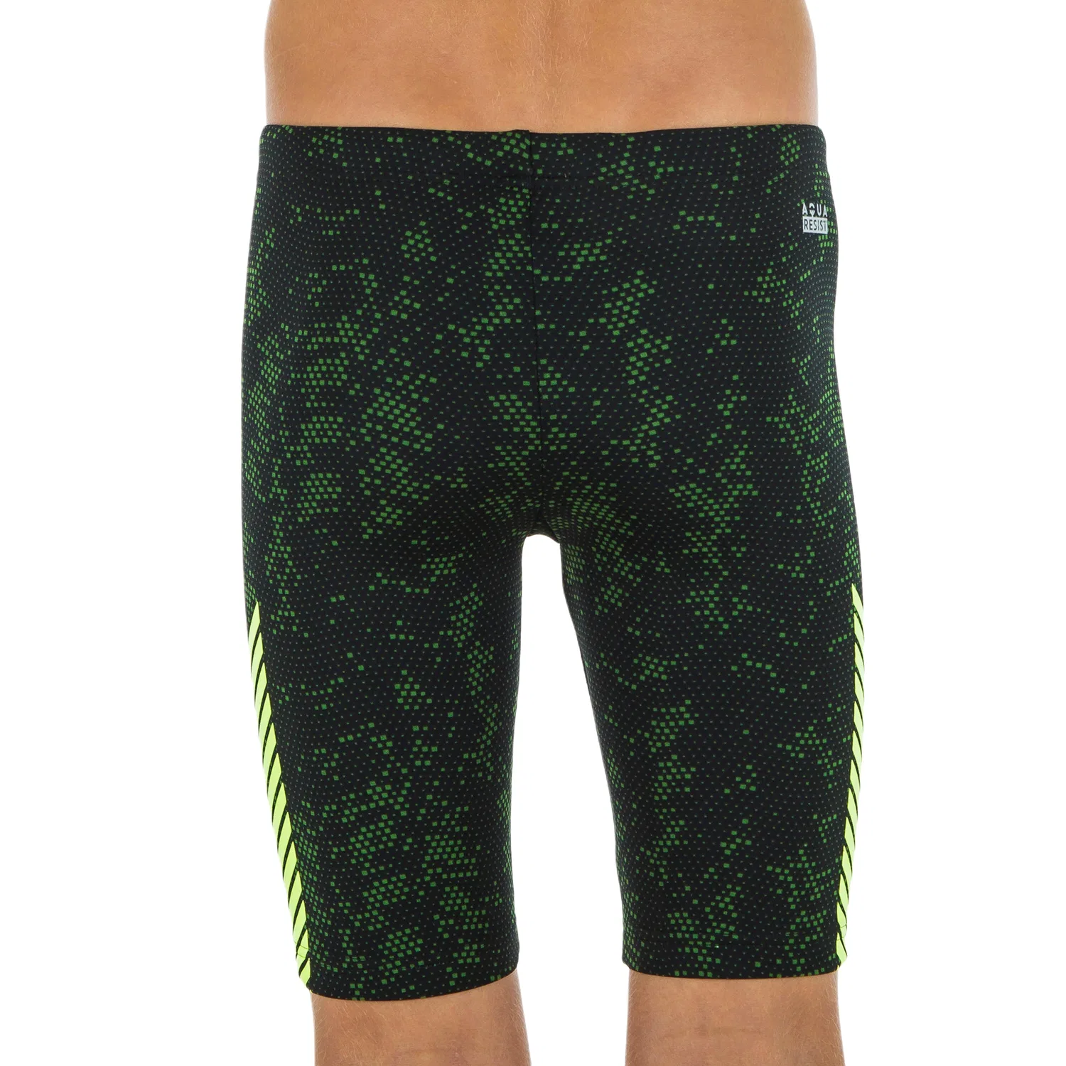 Детский купальник с неоново-желтым принтом, Black/Neon Yellow, DECATHLON — фото 4