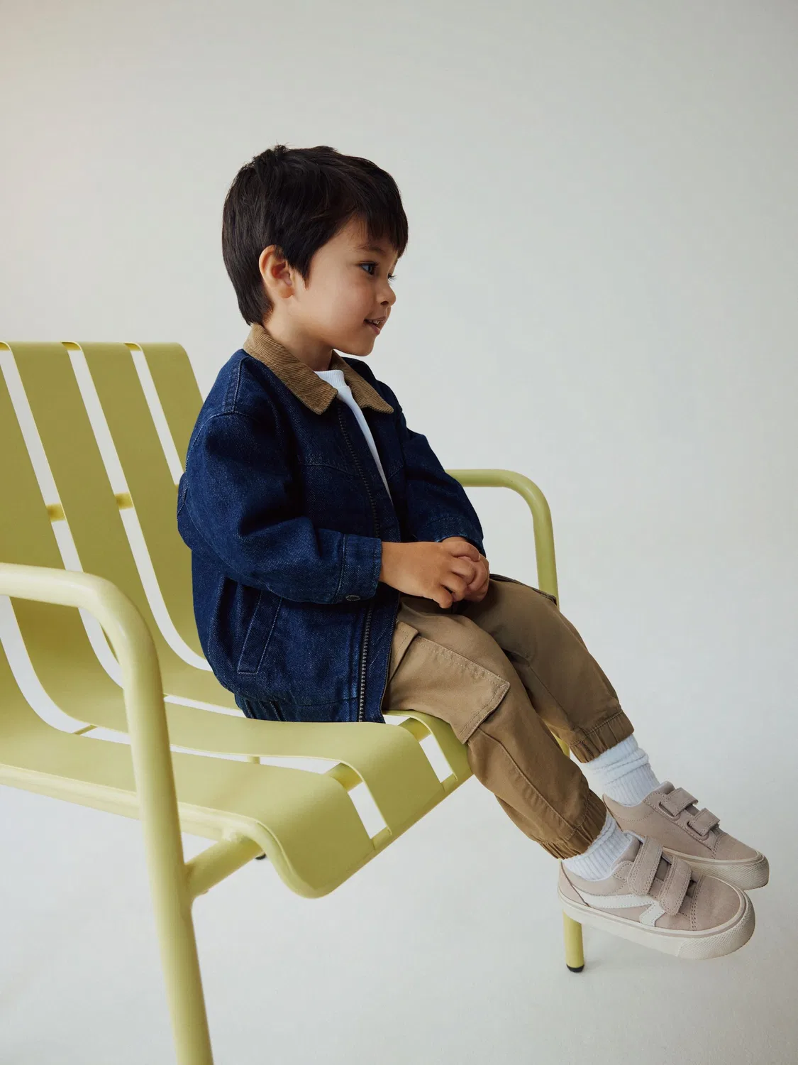 Куртка джинсовая с вельветовым воротником, модель Denim Cord Collar Next, деним — фото 2