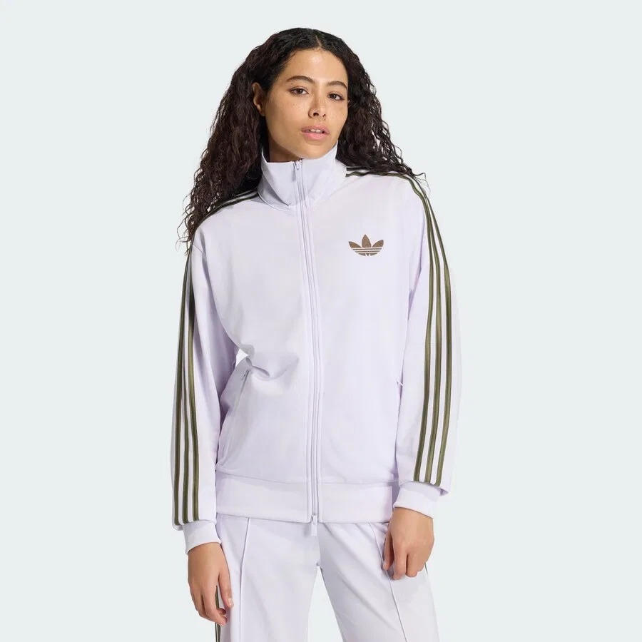 Худи на молнии ADIDAS ORIGINALS 'Firebird' белого цвета — фото 2