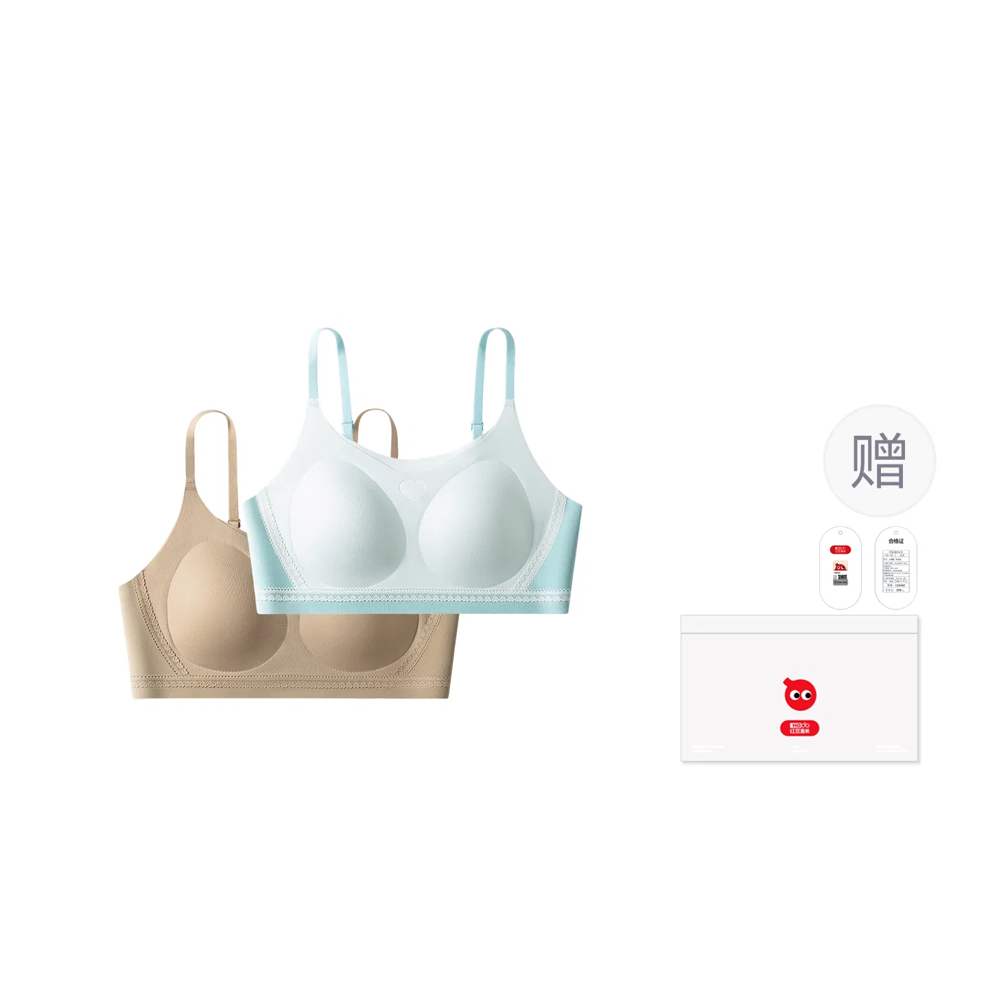 Детский бюстгальтер для девочек тонкий формирующий Red bean, Синий+Телесный