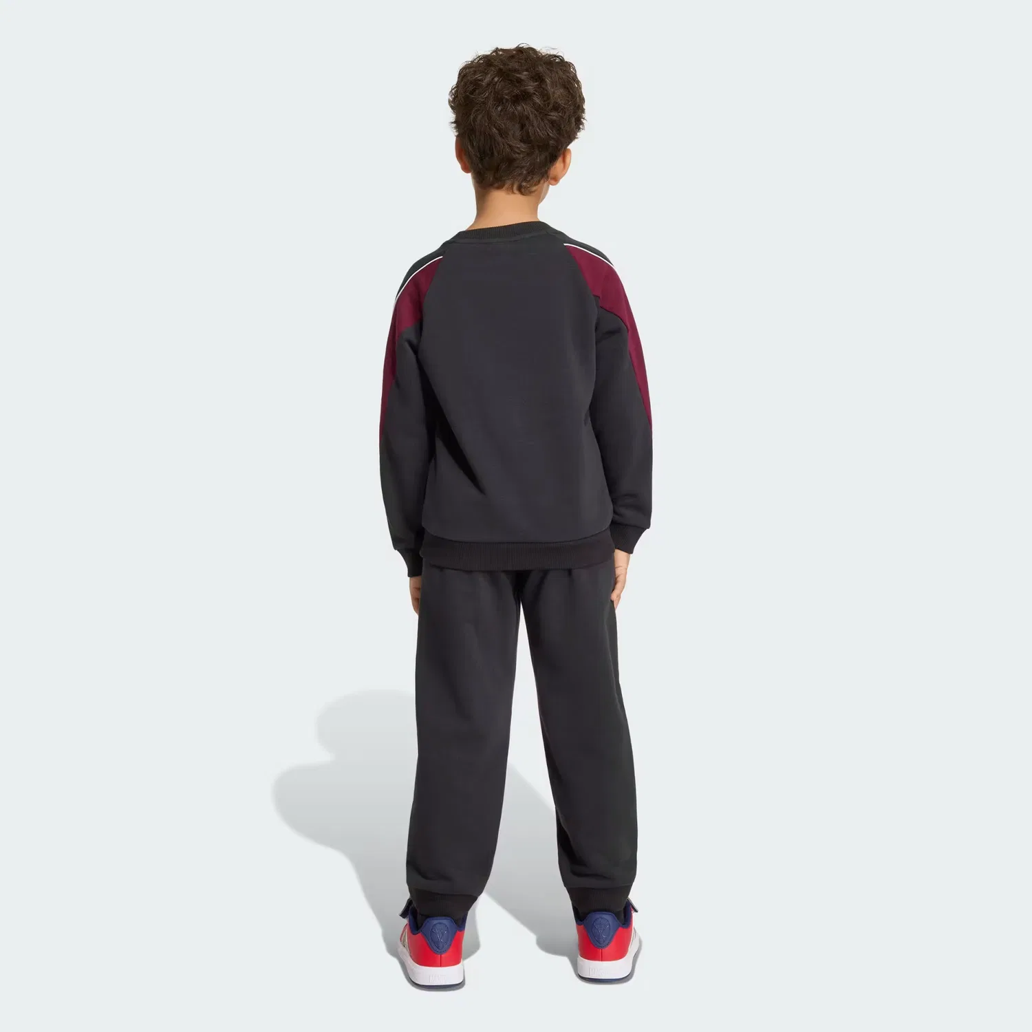 Детские спортивные штаны для мальчиков из мягкого футера Marvel Spider-Man Adidas Sportswear, черный/белый/бордовый — фото 4