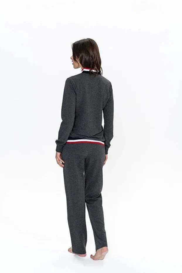 Женская пижама с длинным рукавом U.S. Polo Assn., Anthracite Melange — фото 3