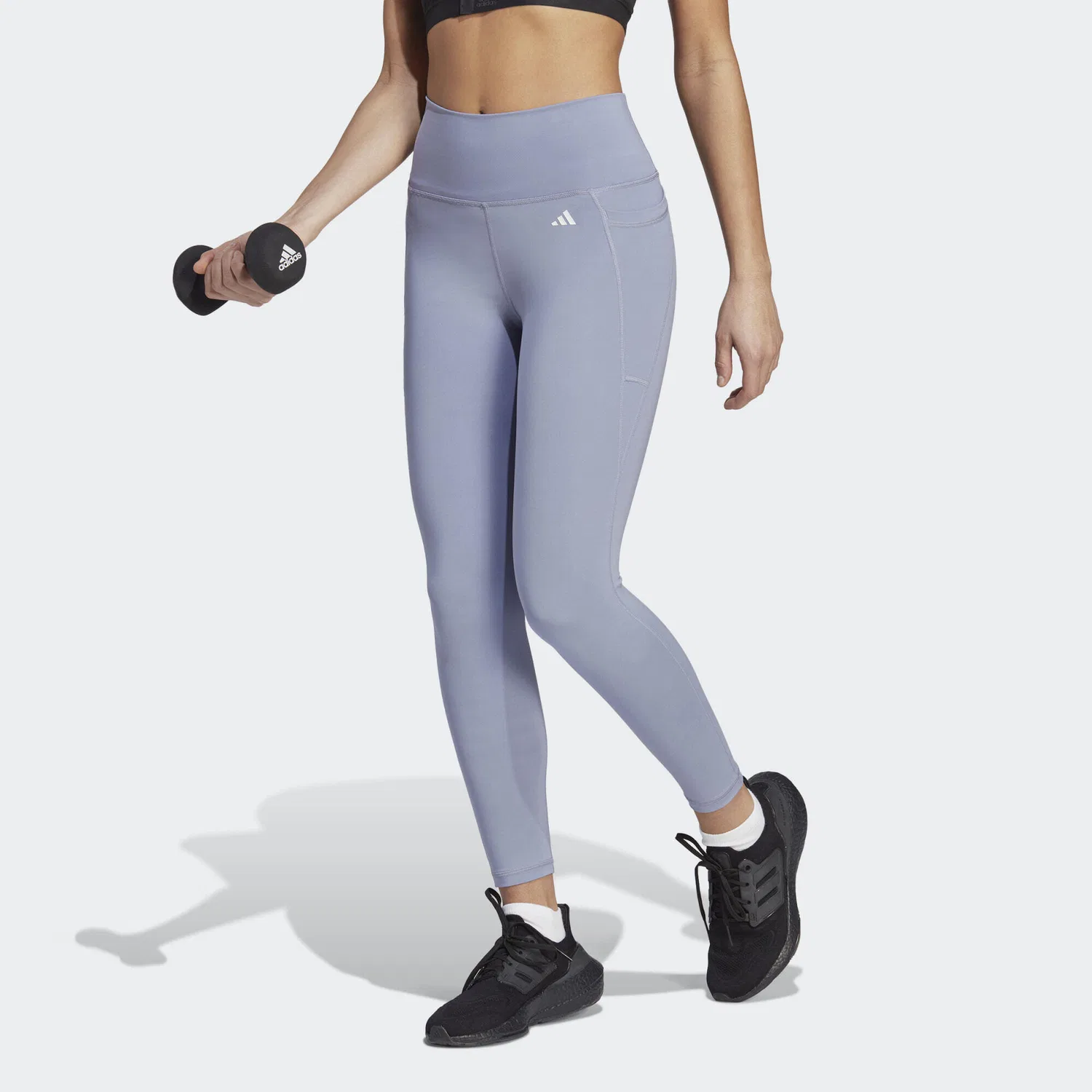 Женские леггинсы с высоким поясом Optime Stash Pocket High-Waisted 7/8-Leggings Adidas, Silber