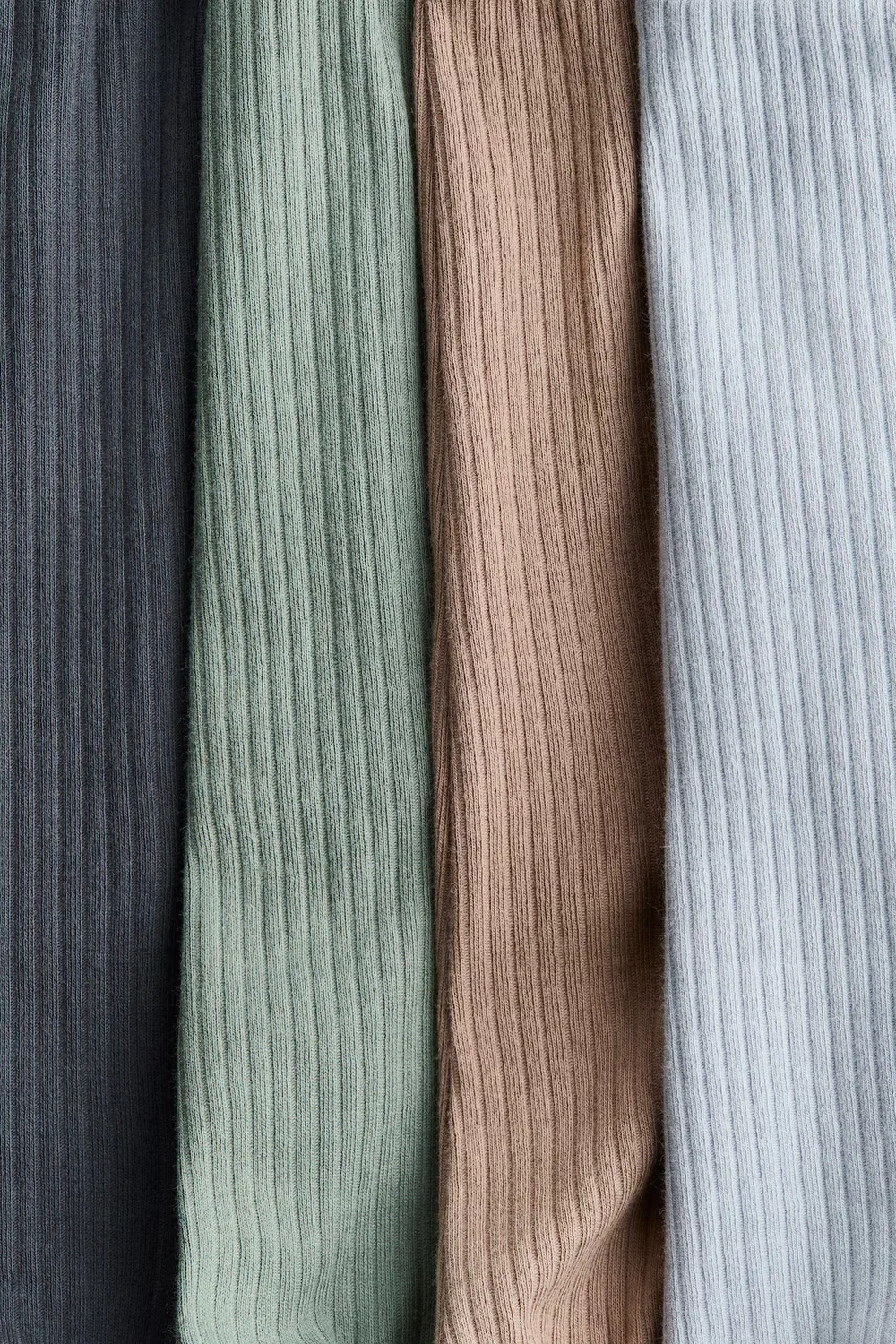 Комплект из 4 ребристых хлопковых брюк H&M, Graublau/Khakigrün — фото 2