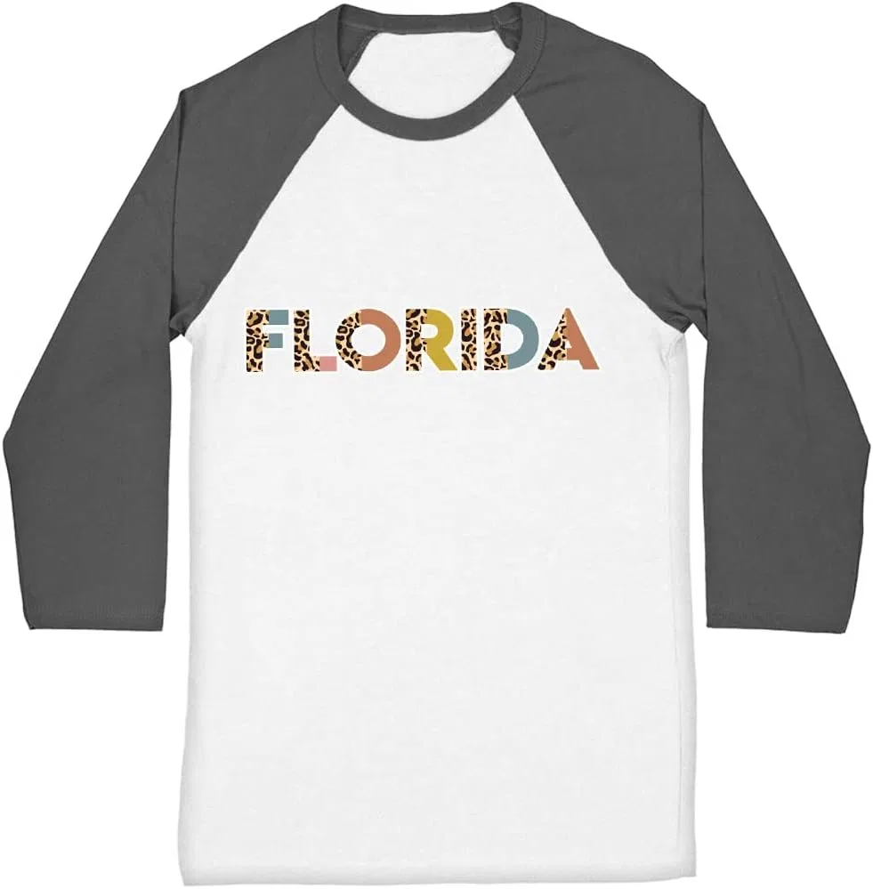 Женская футболка с принтом гепарда Modern Florida Baseball Tee, Gray White