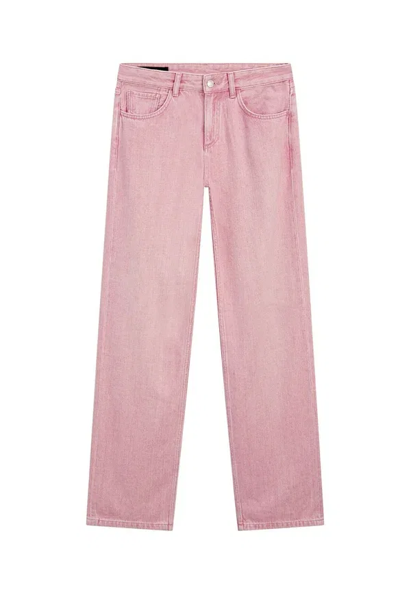 Джинсы прямого кроя Straight leg jeans Massimo Dutti, pink, розовый — фото 4