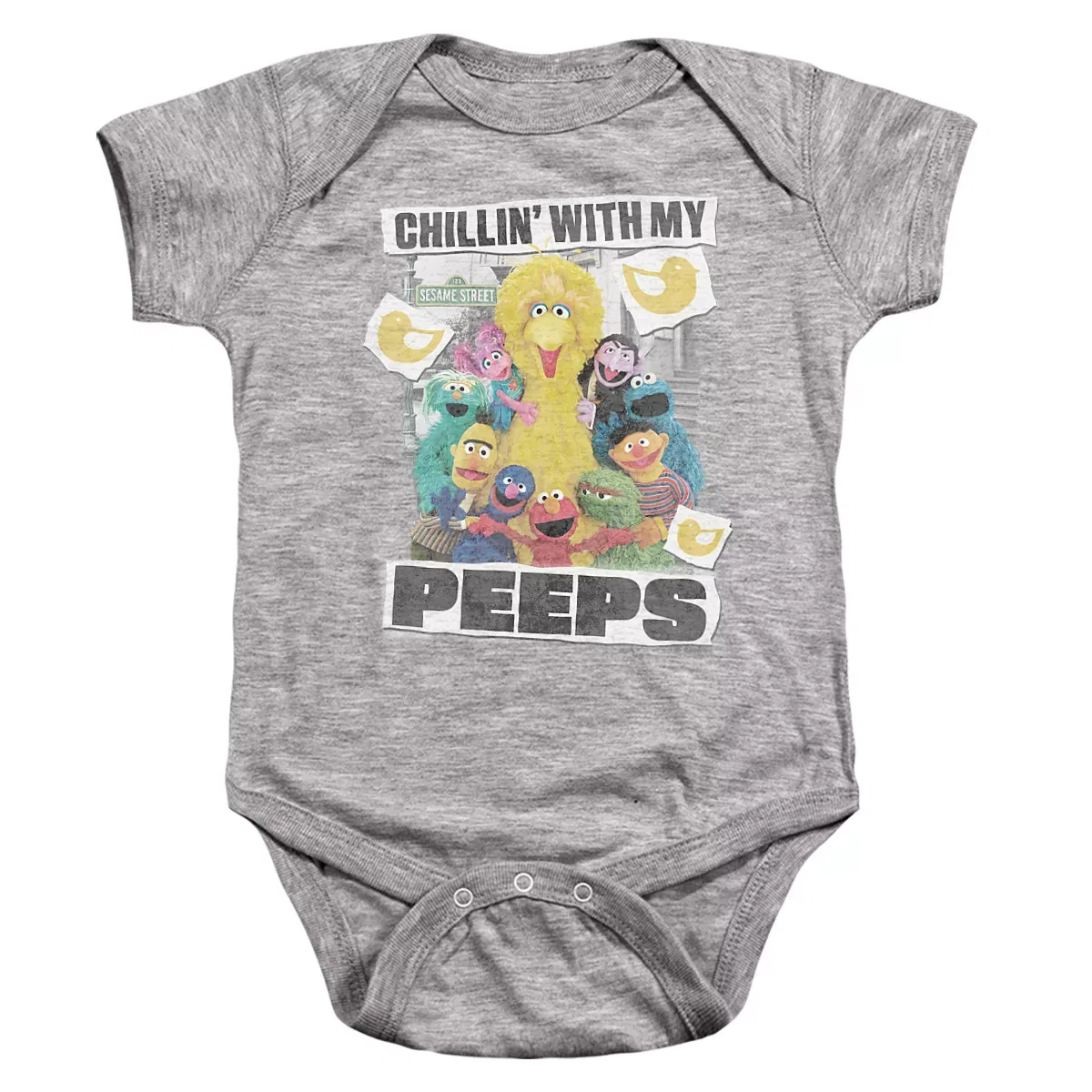 Детский боди с коротким рукавом Chillin With My Peeps Sesame Street, Athletic Heather