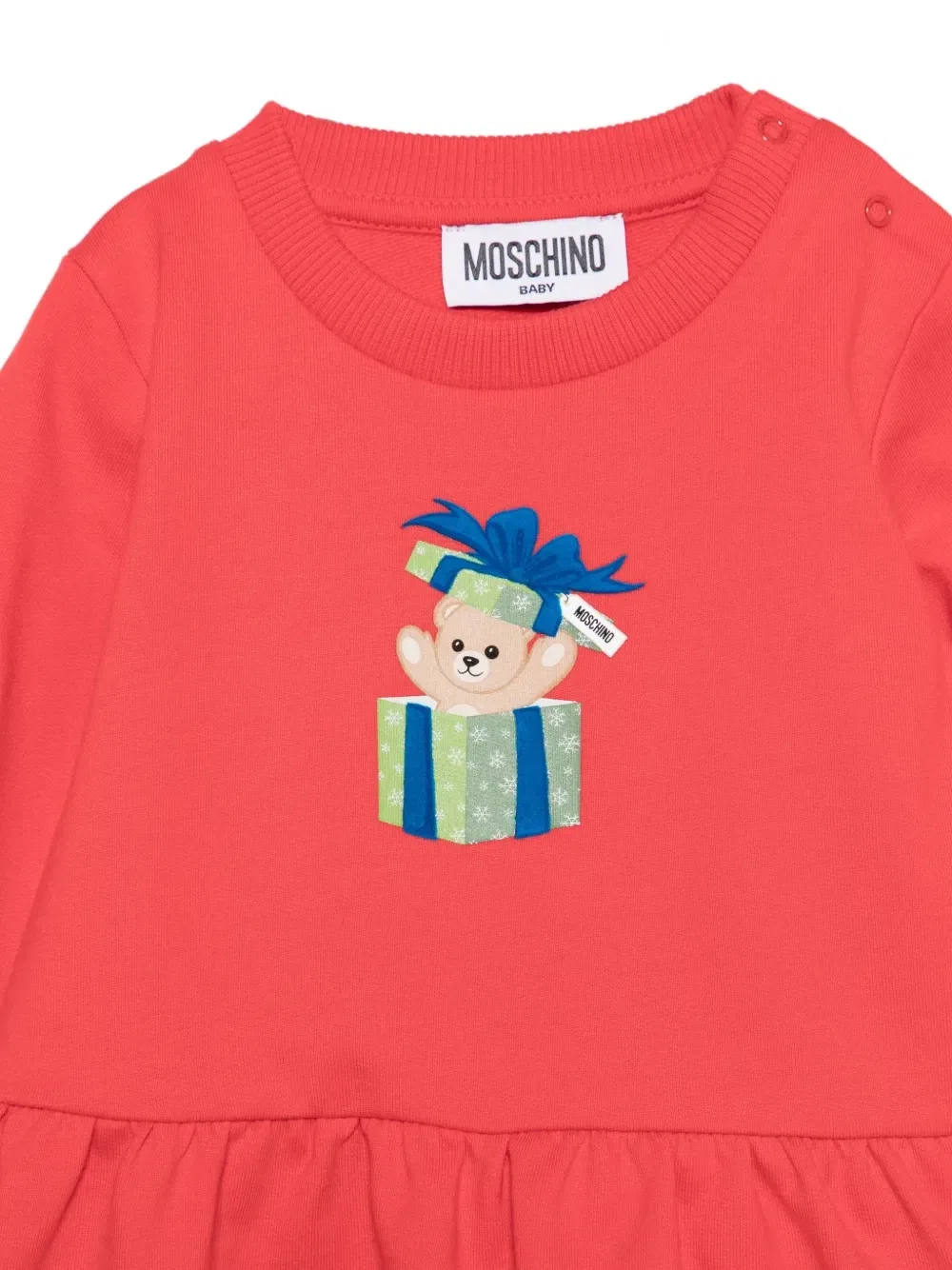 Расклешенное платье с принтом Тедди Moschino Kids, красный — фото 3