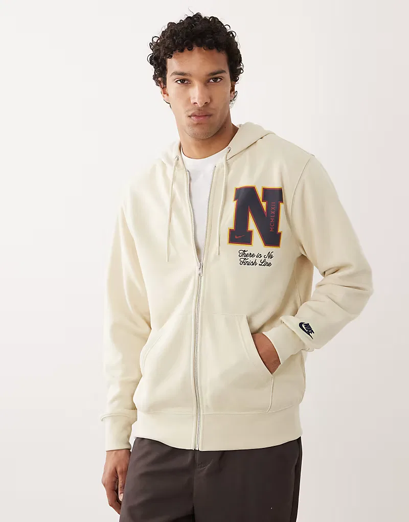 Худи Nike Club Reissue на молнии, бежевый