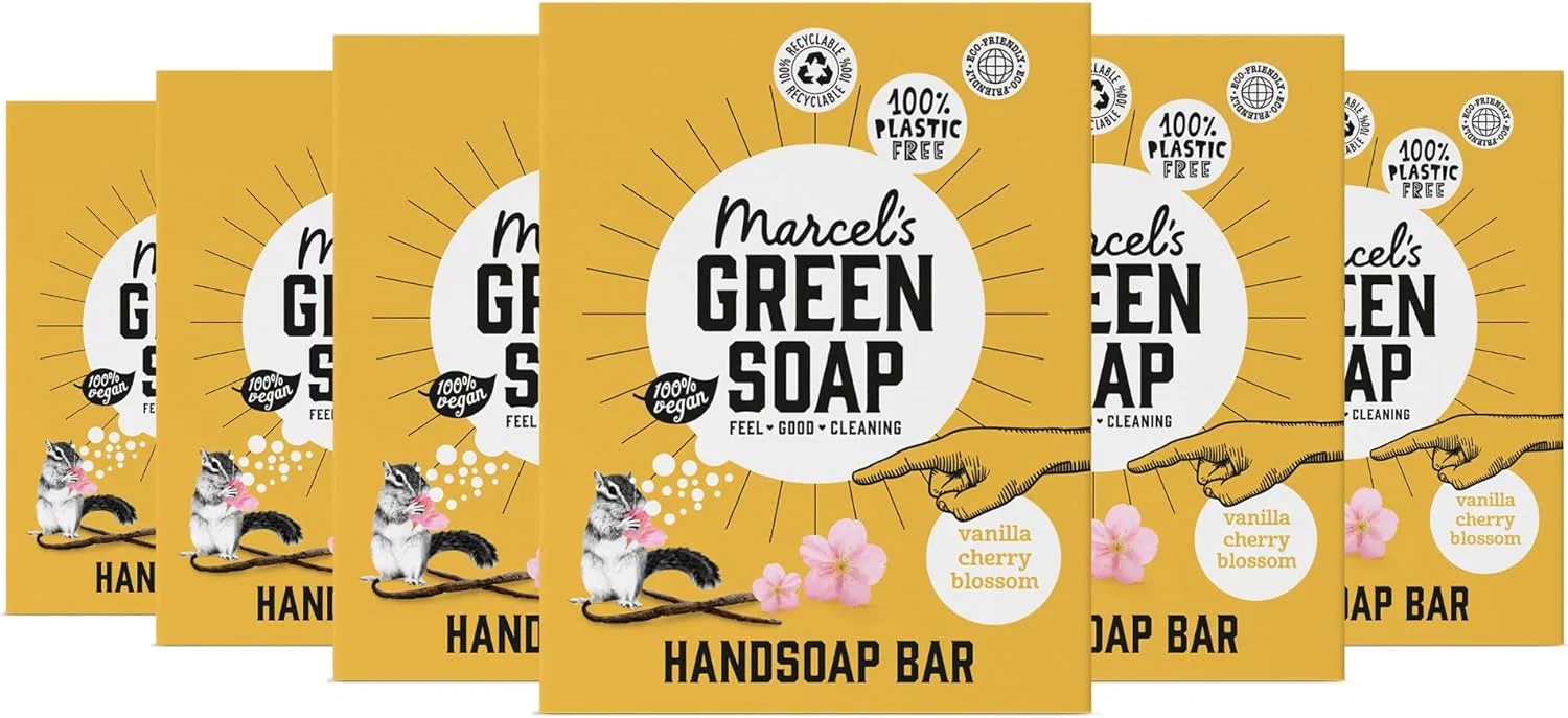 Мыло для рук Vanilla & Cherry Blossom, Marcel's Green Soap, набор 6 шт., 90 г