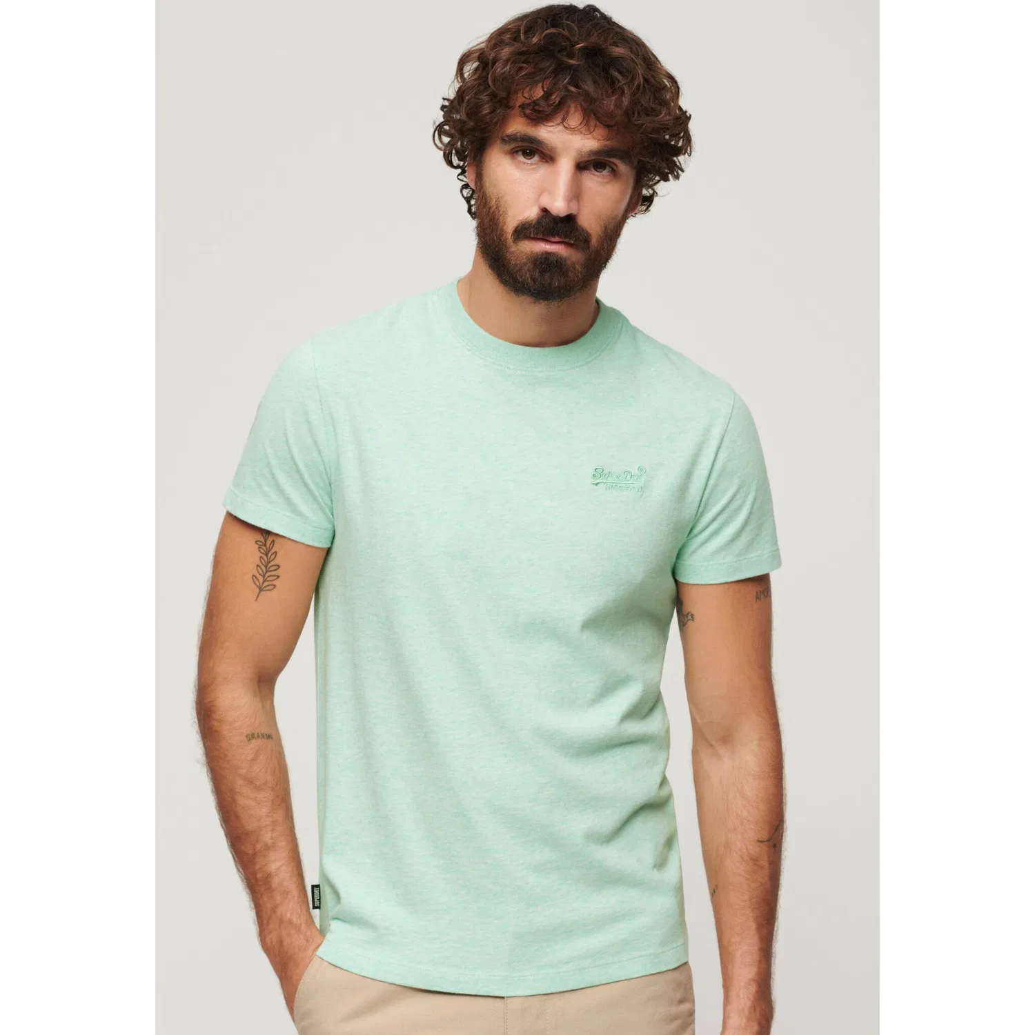 Детская хлопковая футболка с логотипом Superdry, Light Mint
