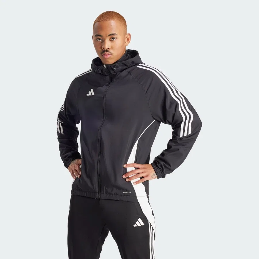 Ветровка спортивная с капюшоном Tiro 24 adidas, Черно-белый
