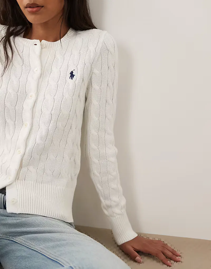 Кардиган с длинными рукавами Polo Ralph Lauren, белый — фото 4