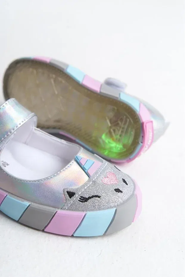 Детские балетки для девочек с принтом Hologram Silver Unicorn Ballet Flats Orthopedic Sports Ballet Flats New Season Ballet Flats Mini Angel, Hologram Silver — фото 4