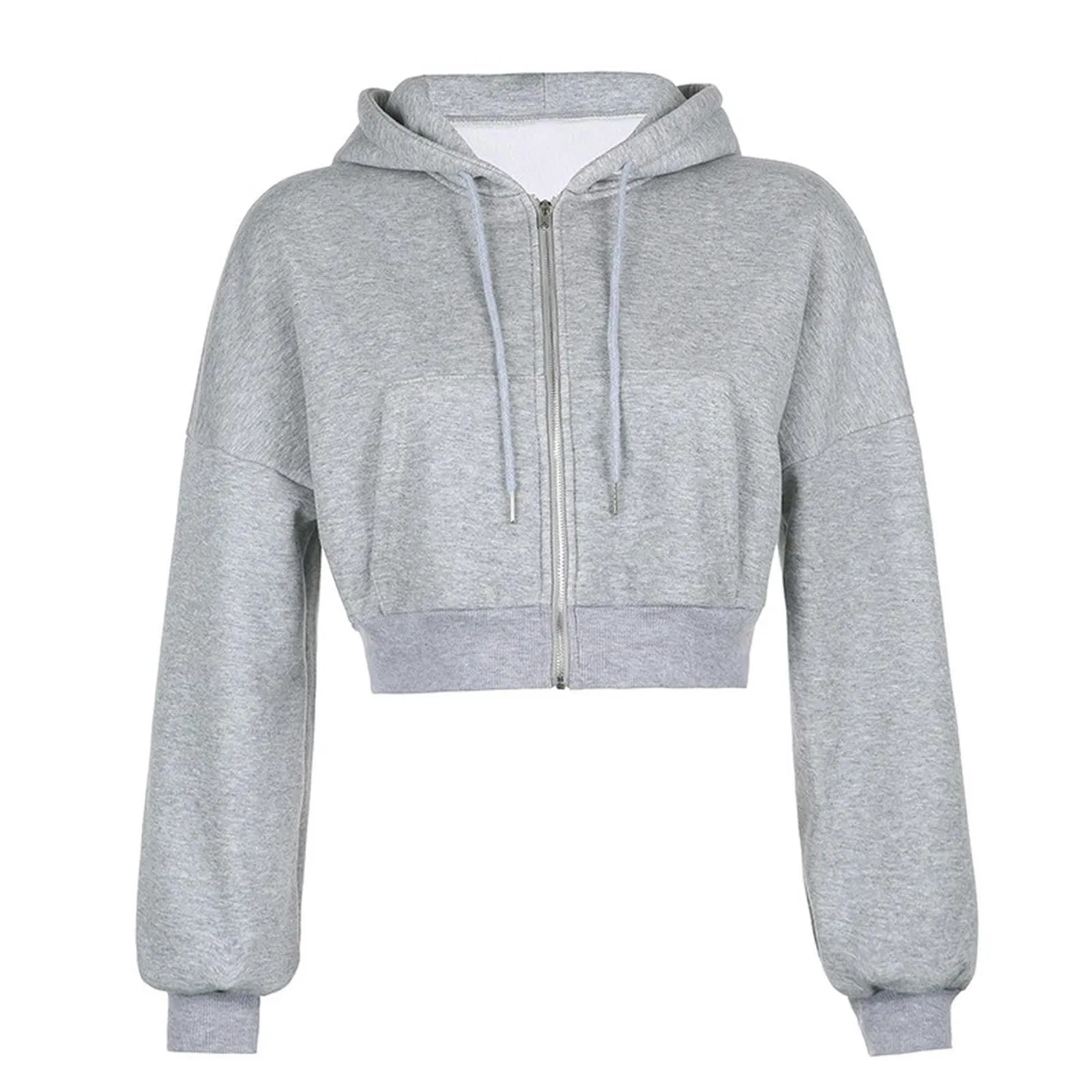 Женское худи с капюшоном и длинным рукавом на молнии, серое, Grigio