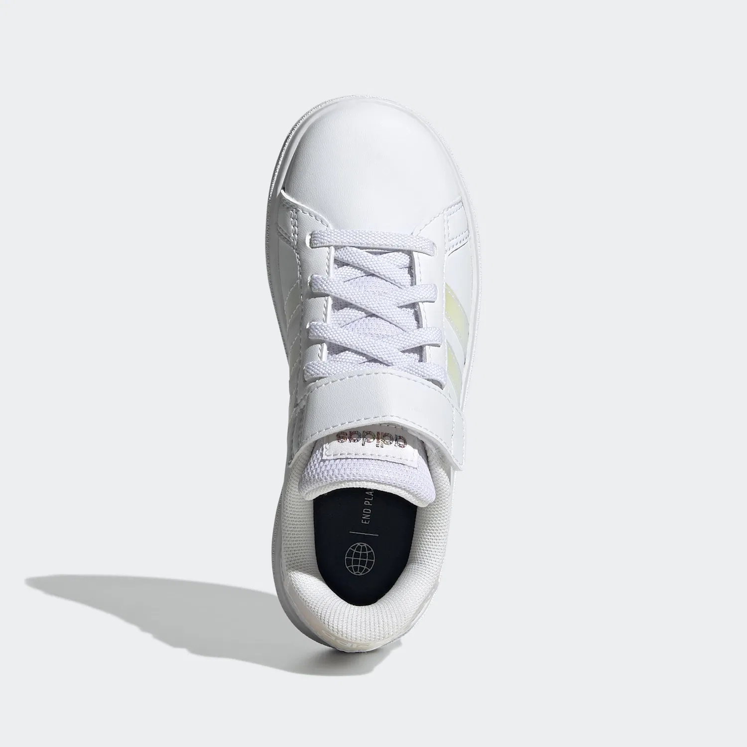 Детские кроссовки для мальчиков с закрытым носком Grand Court Lifestyle Court Elastic Lace and Top Strap Adidas, White Ftwr White Matte Silver Matte Silver — фото 3