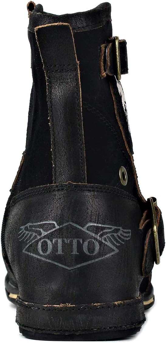 Мужские ботинки COWSDELLA Chukka Biker Cowboy стильные мотоциклетные боевые походные модные повседневные ботинки из коровьей кожи с боковой молнией 5008-1-DD1D2, черный — фото 3