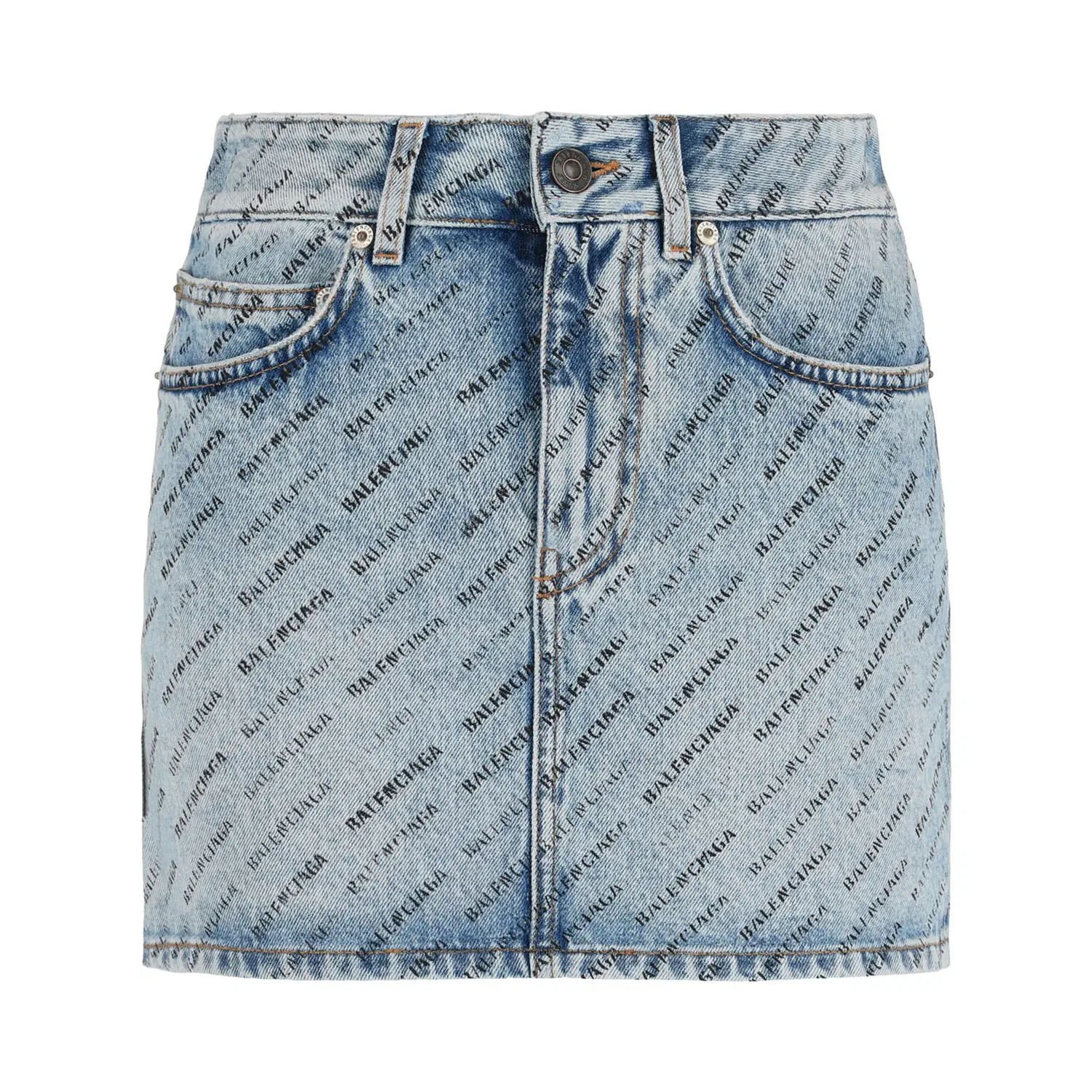 Мини-юбка Balenciaga с трафаретной отделкой и заниженной талией, синий