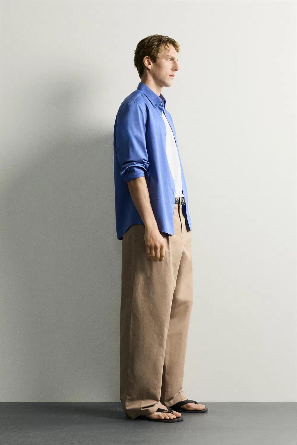 Свободные плиссированные брюки ZARA, Beige — фото 4