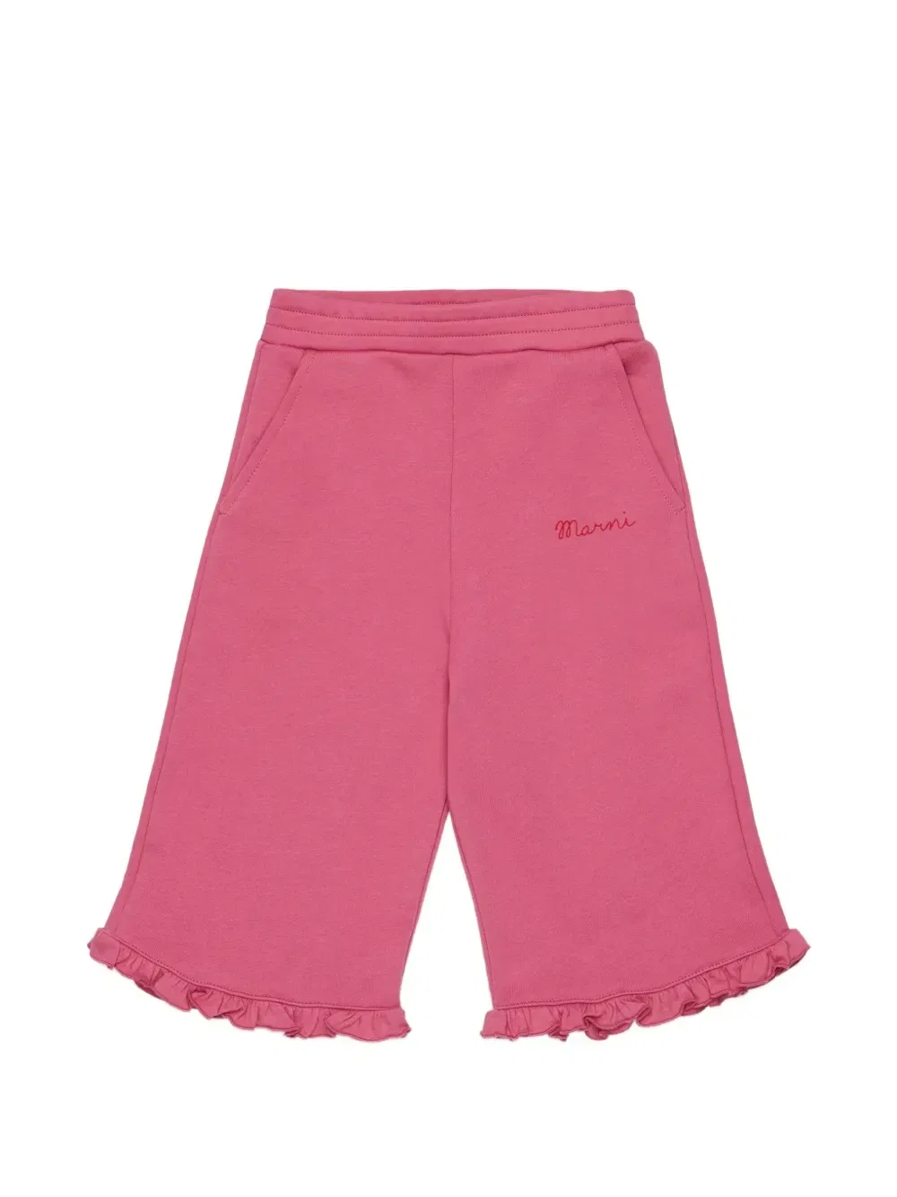 Брюки с оборками и вышитым логотипом Marni Kids, розовый